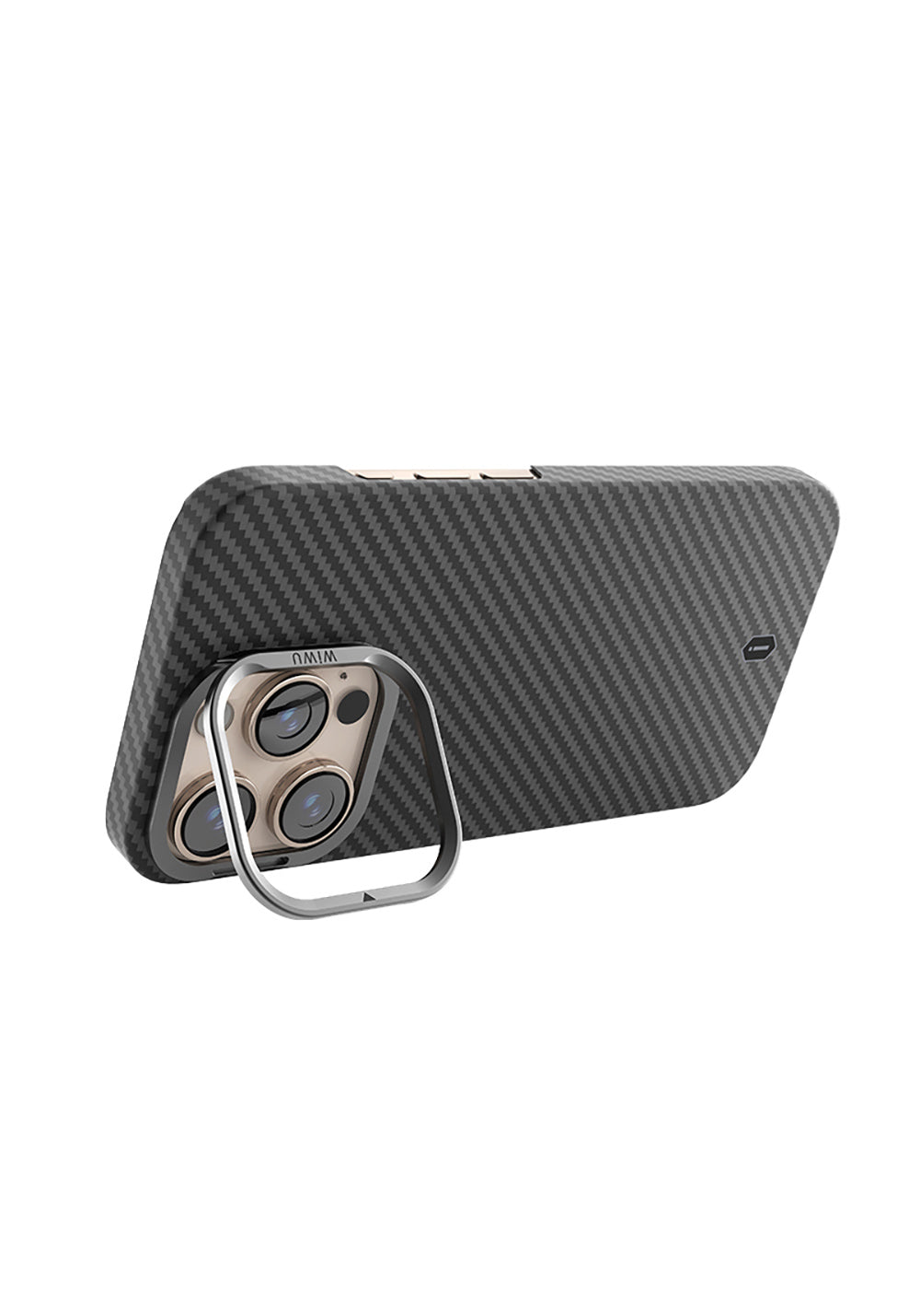Apple iPhone 16 Pro Max Kılıf Wiwu DCC-206 Manyetik Şarj Uyumlu Kamera Standlı Aramid Fiber Tasarım Kapak