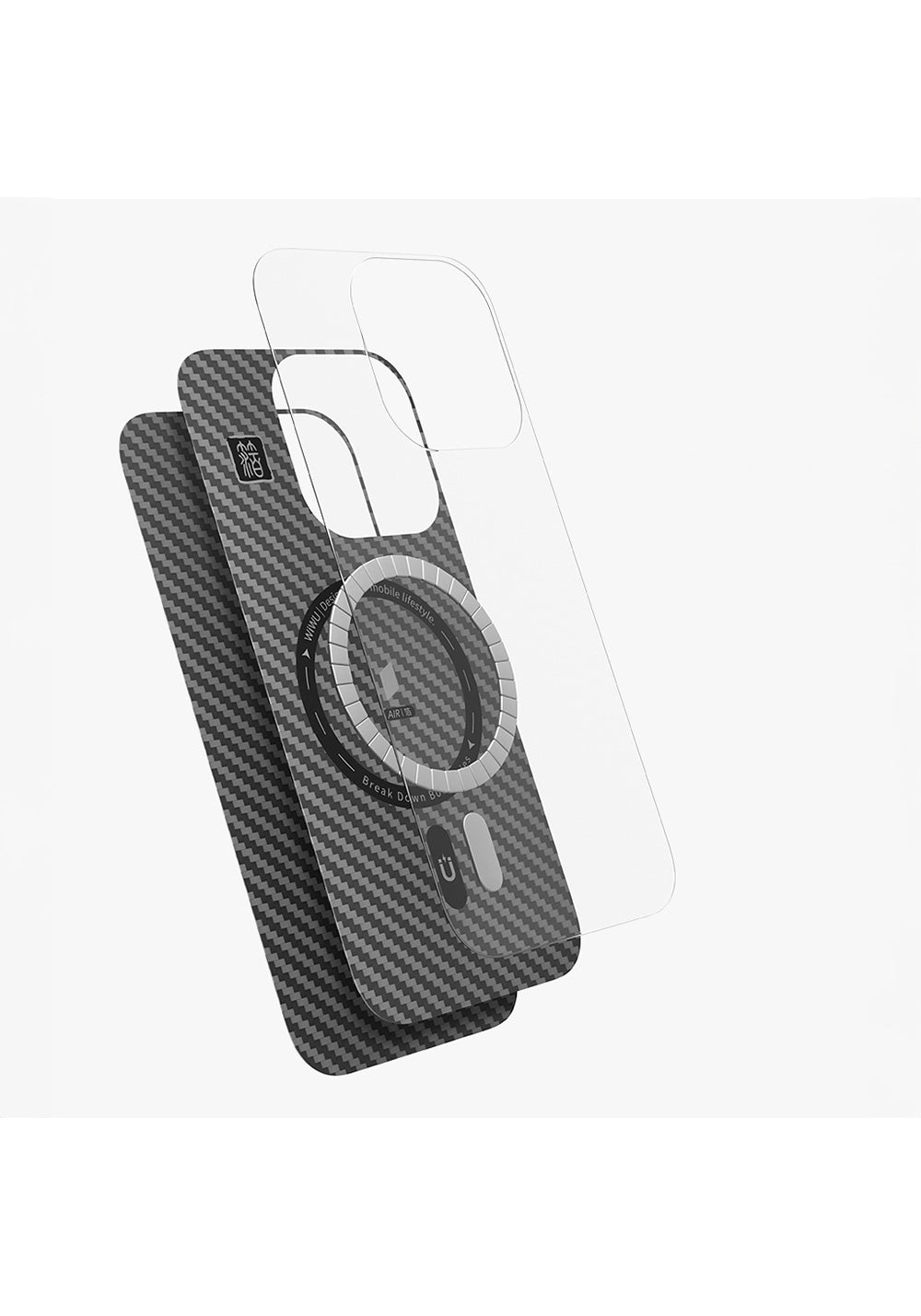 Apple iPhone 16 Pro Max Kılıf Wiwu DCC-206 Manyetik Şarj Uyumlu Kamera Standlı Aramid Fiber Tasarım Kapak