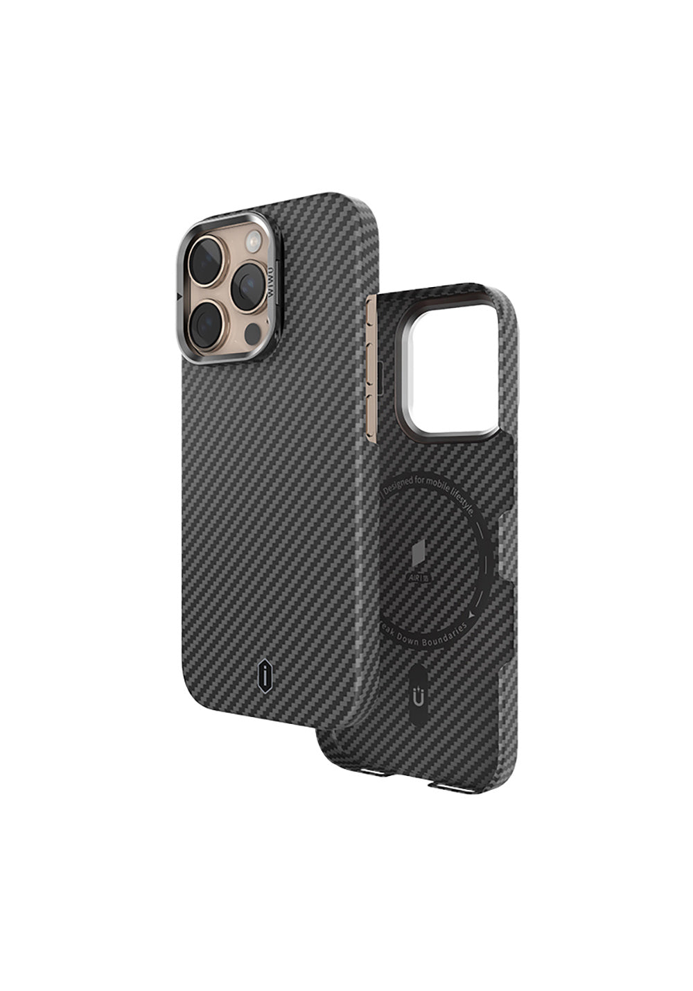 Apple iPhone 16 Pro Kılıf Wiwu DCC-206 Manyetik Şarj Uyumlu Kamera Standlı Aramid Fiber Tasarım Kapak
