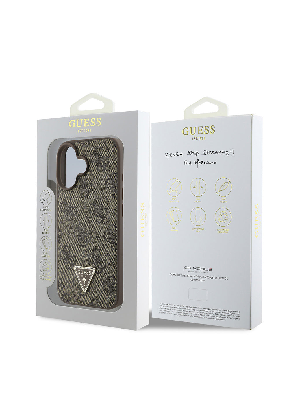 Apple iPhone 16 Kılıf Guess Orijinal Lisanslı PU Deri Taşlı Üçgen Logo 4G Desenli Strass Kapak
