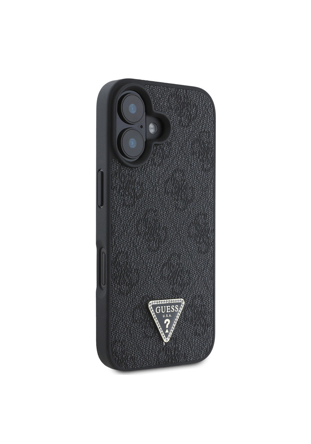 Apple iPhone 16 Kılıf Guess Orijinal Lisanslı PU Deri Taşlı Üçgen Logo 4G Desenli Strass Kapak