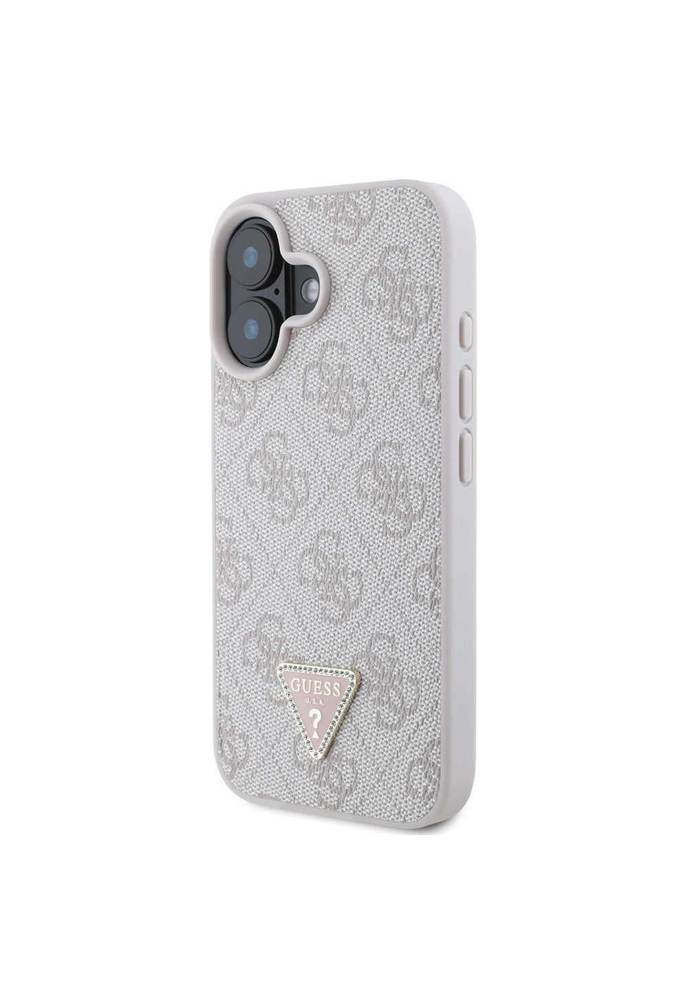 Apple iPhone 16 Kılıf Guess Orijinal Lisanslı PU Deri Taşlı Üçgen Logo 4G Desenli Strass Kapak