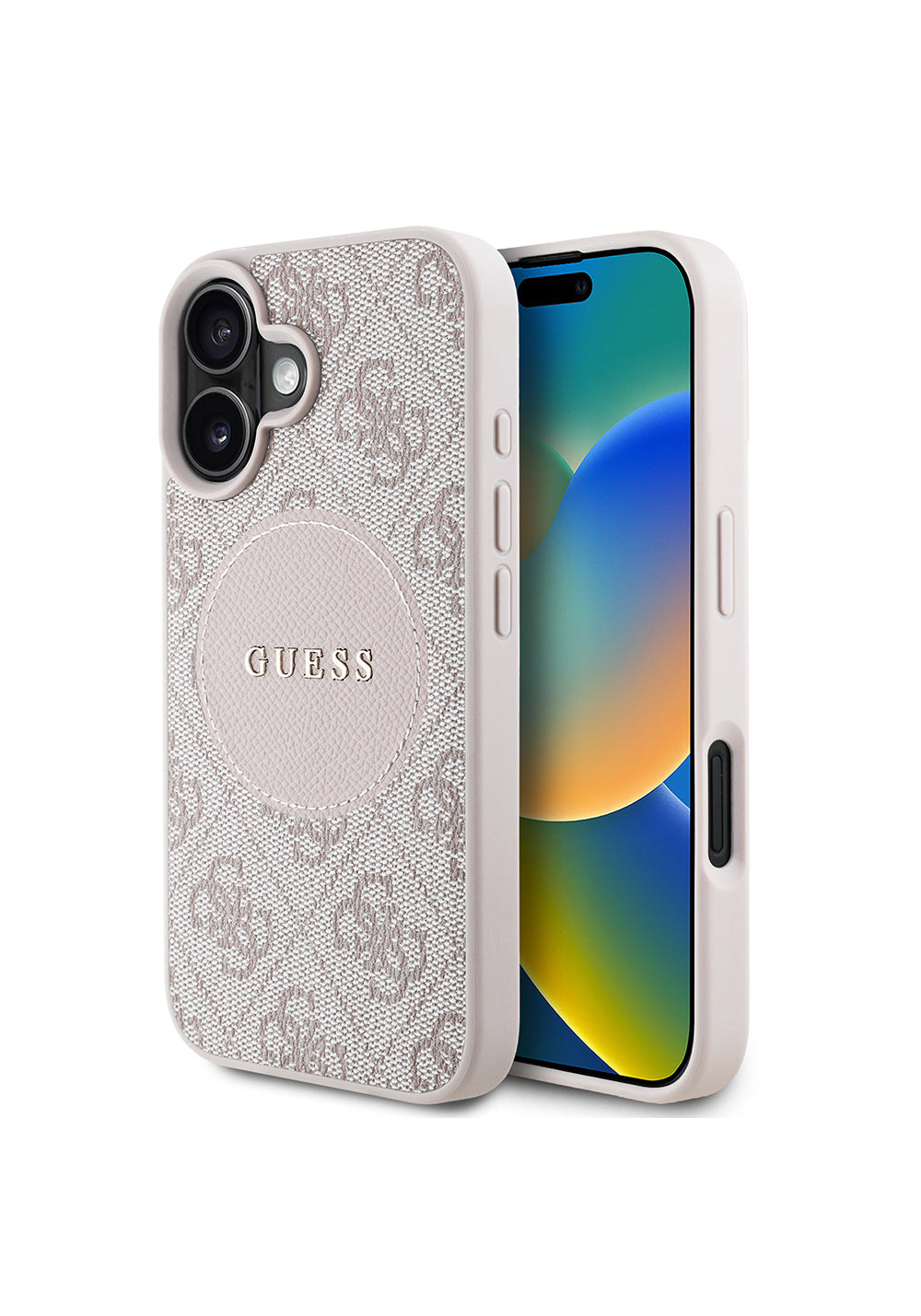 Apple iPhone 16 Kılıf Guess Orijinal Lisanslı Manyetik Şarj Uyumlu Yazı Logolu Circle Classic Kapak