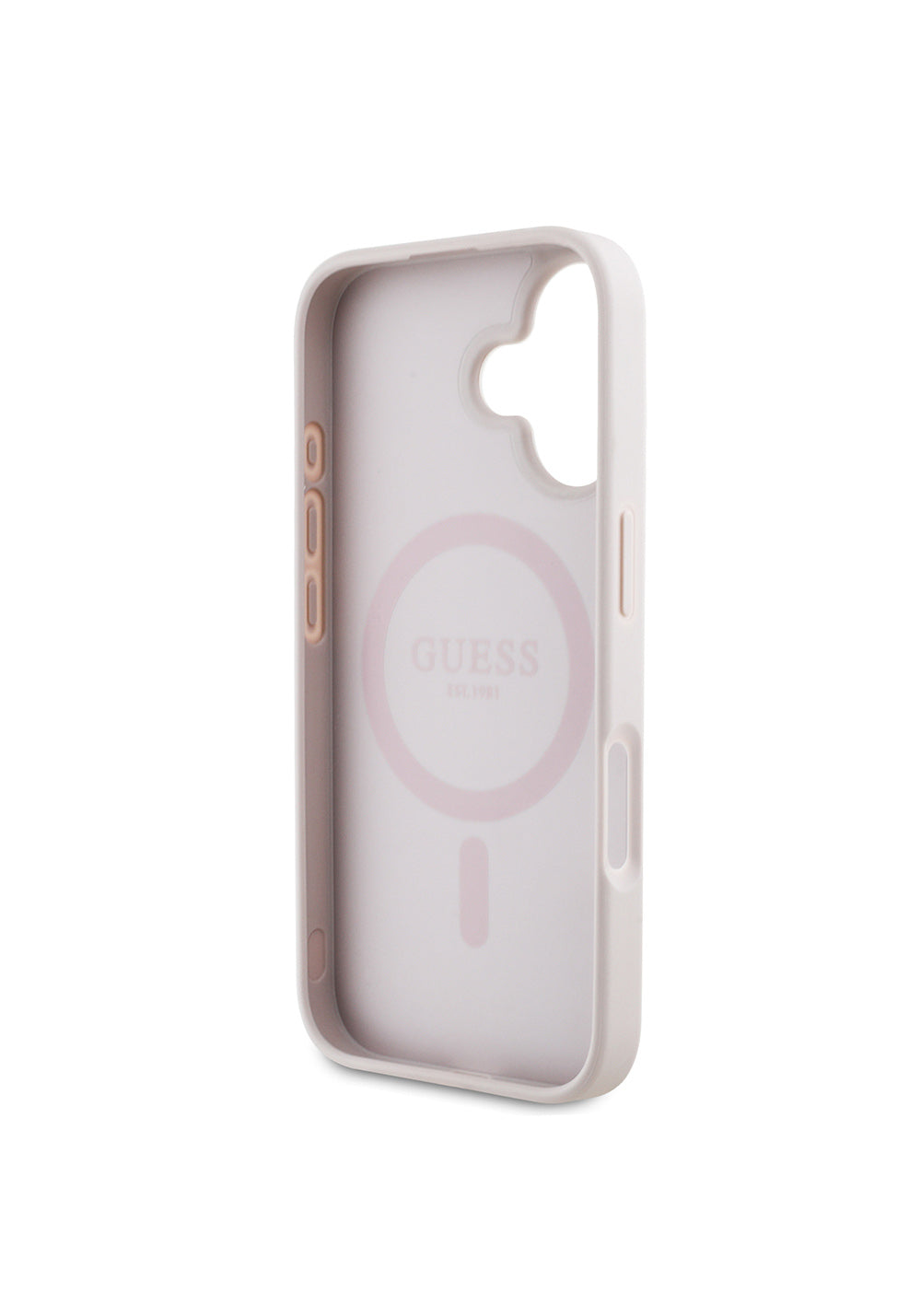 Apple iPhone 16 Kılıf Guess Orijinal Lisanslı Manyetik Şarj Uyumlu Yazı Logolu Circle Classic Kapak