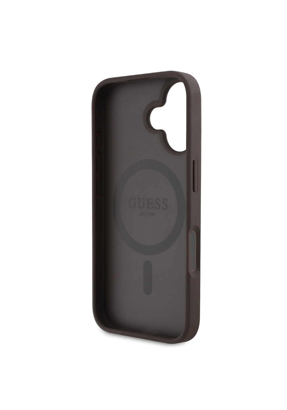 Apple iPhone 16 Kılıf Guess Orijinal Lisanslı Manyetik Şarj Uyumlu Yazı Logolu Circle Classic Kapak