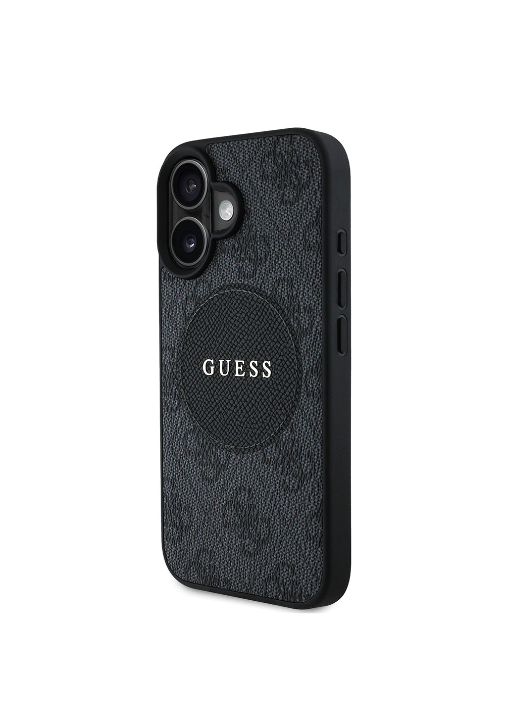Apple iPhone 16 Kılıf Guess Orijinal Lisanslı Manyetik Şarj Uyumlu Yazı Logolu Circle Classic Kapak