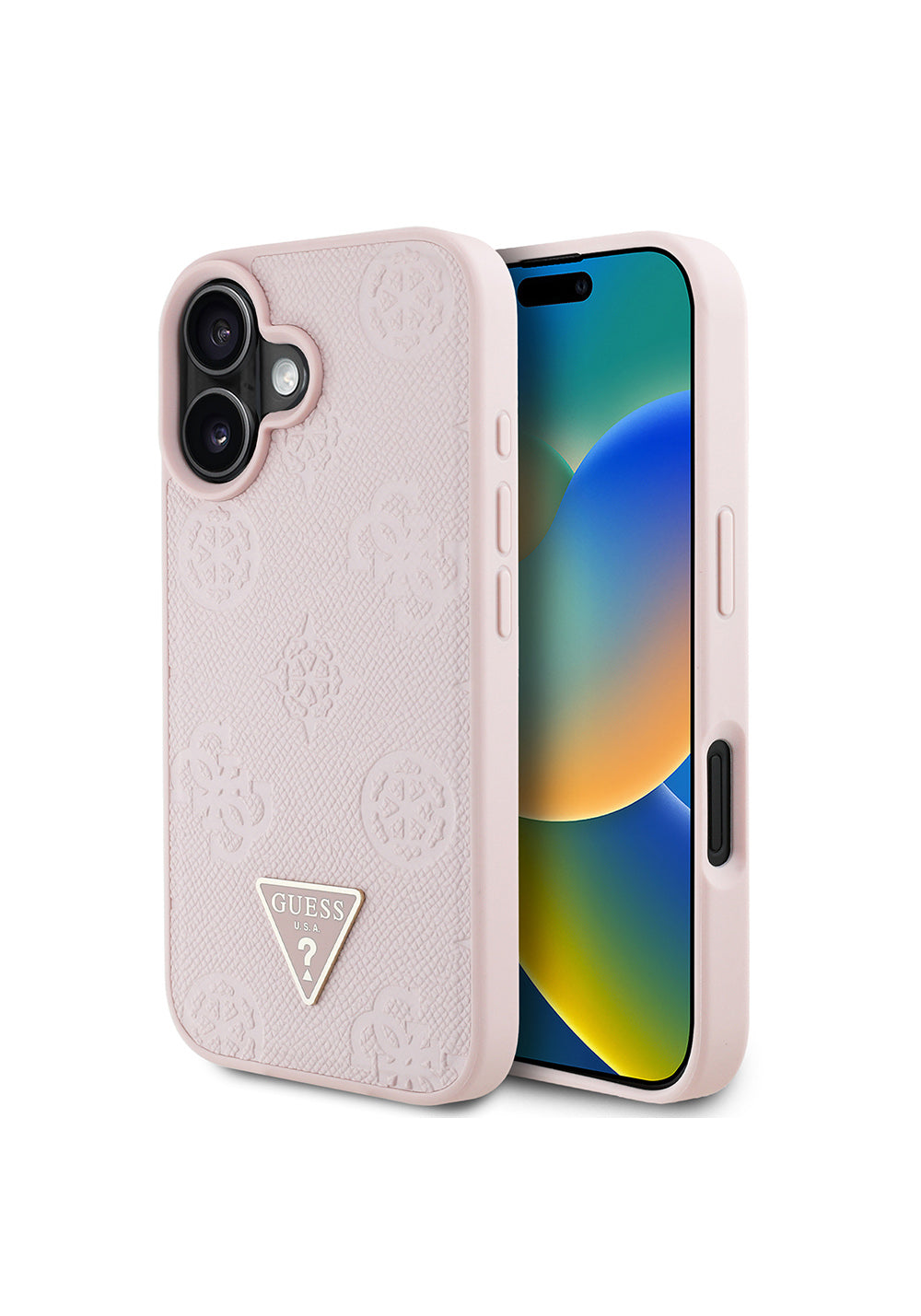 Apple iPhone 16 Kılıf Guess Orijinal Lisanslı Manyetik Şarj Uyumlu Sıcak Baskılı Üçgen Logolu PU Deri Peony Kapak