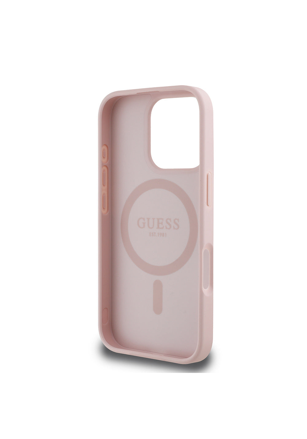Apple iPhone 16 Pro Kılıf Guess Orijinal Lisanslı Manyetik Şarj Uyumlu Sıcak Baskılı Üçgen Logolu PU Deri Peony Kapak
