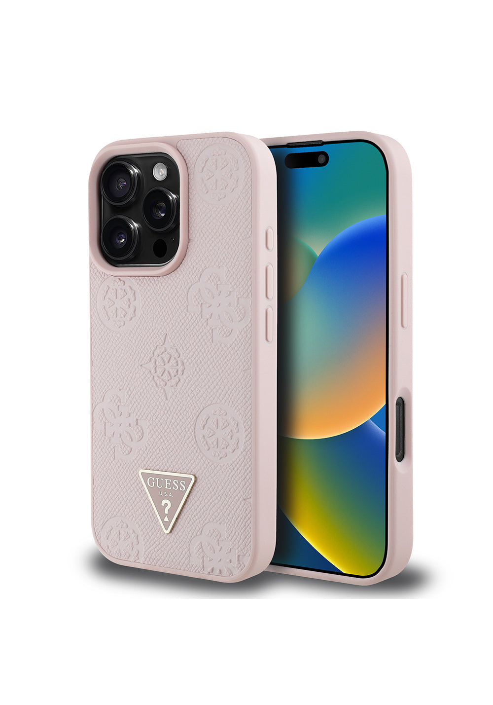 Apple iPhone 16 Pro Max Kılıf Guess Orijinal Lisanslı Manyetik Şarj Uyumlu Sıcak Baskılı Üçgen Logolu PU Deri Peony Kapak