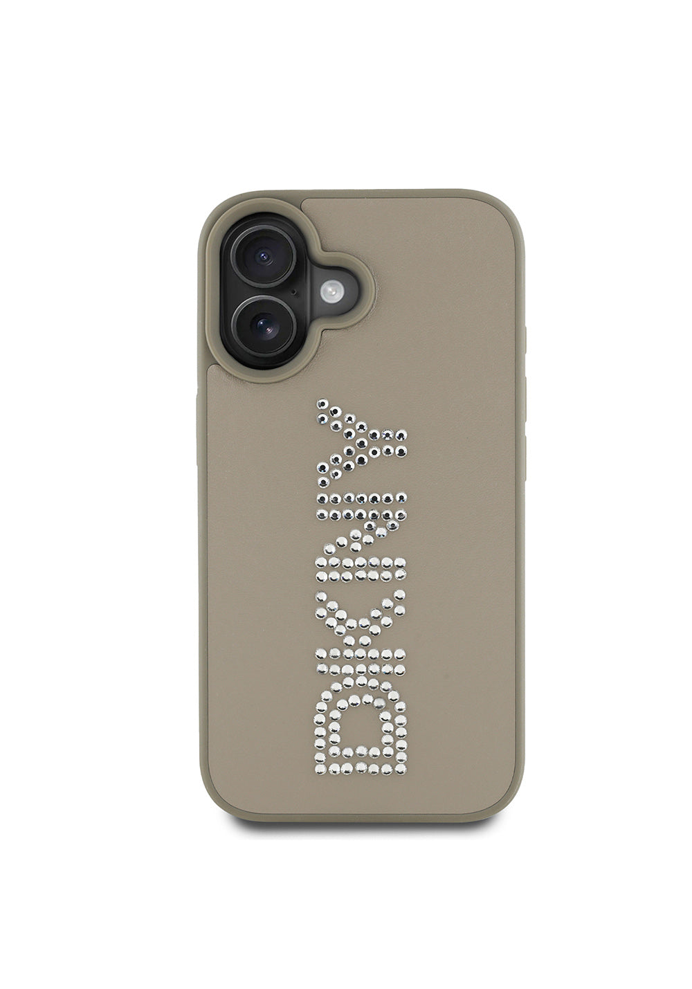Apple iPhone 16 Kılıf DKNY Orijinal Lisanslı Taşlı DKNY Yazılı Metalik Rhinestones PU Deri Kapak