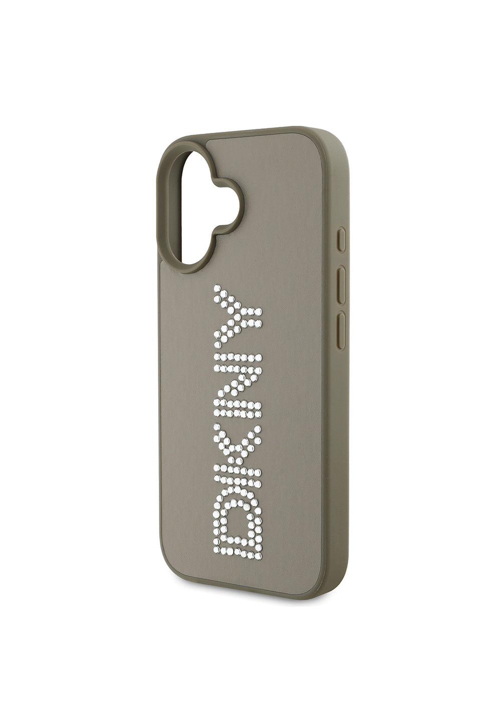 Apple iPhone 16 Kılıf DKNY Orijinal Lisanslı Taşlı DKNY Yazılı Metalik Rhinestones PU Deri Kapak
