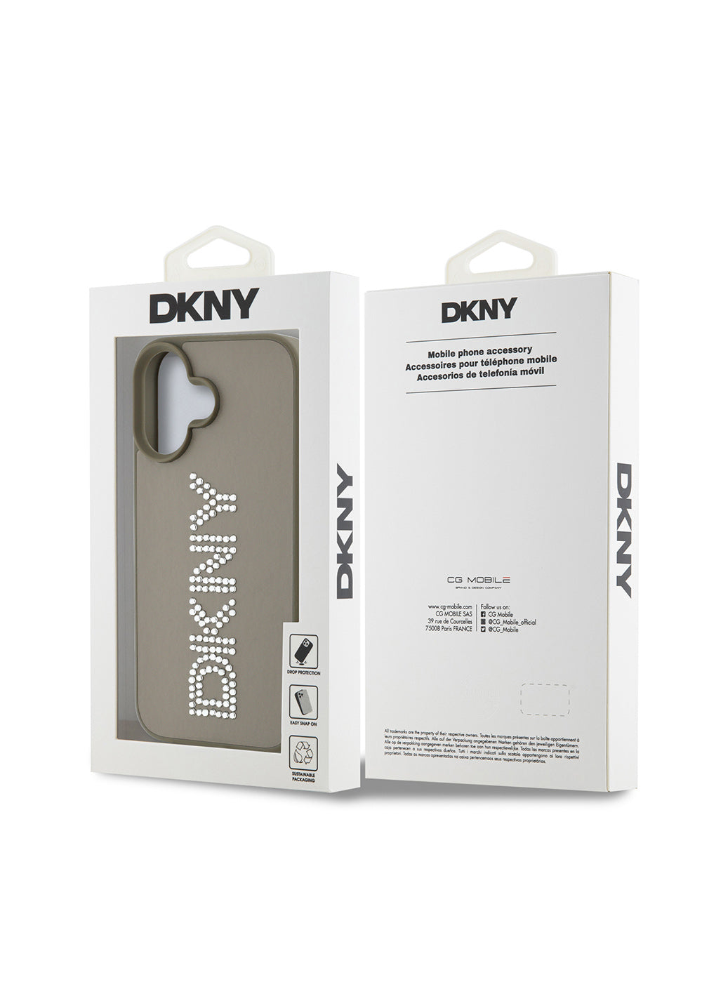 Apple iPhone 16 Kılıf DKNY Orijinal Lisanslı Taşlı DKNY Yazılı Metalik Rhinestones PU Deri Kapak