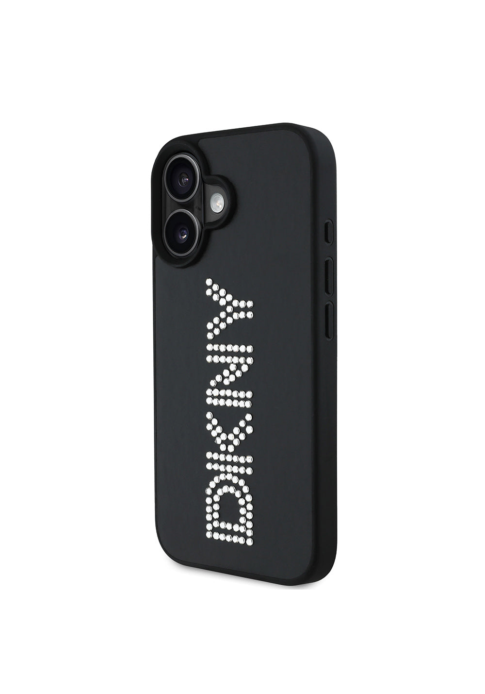 Apple iPhone 16 Kılıf DKNY Orijinal Lisanslı Taşlı DKNY Yazılı Metalik Rhinestones PU Deri Kapak