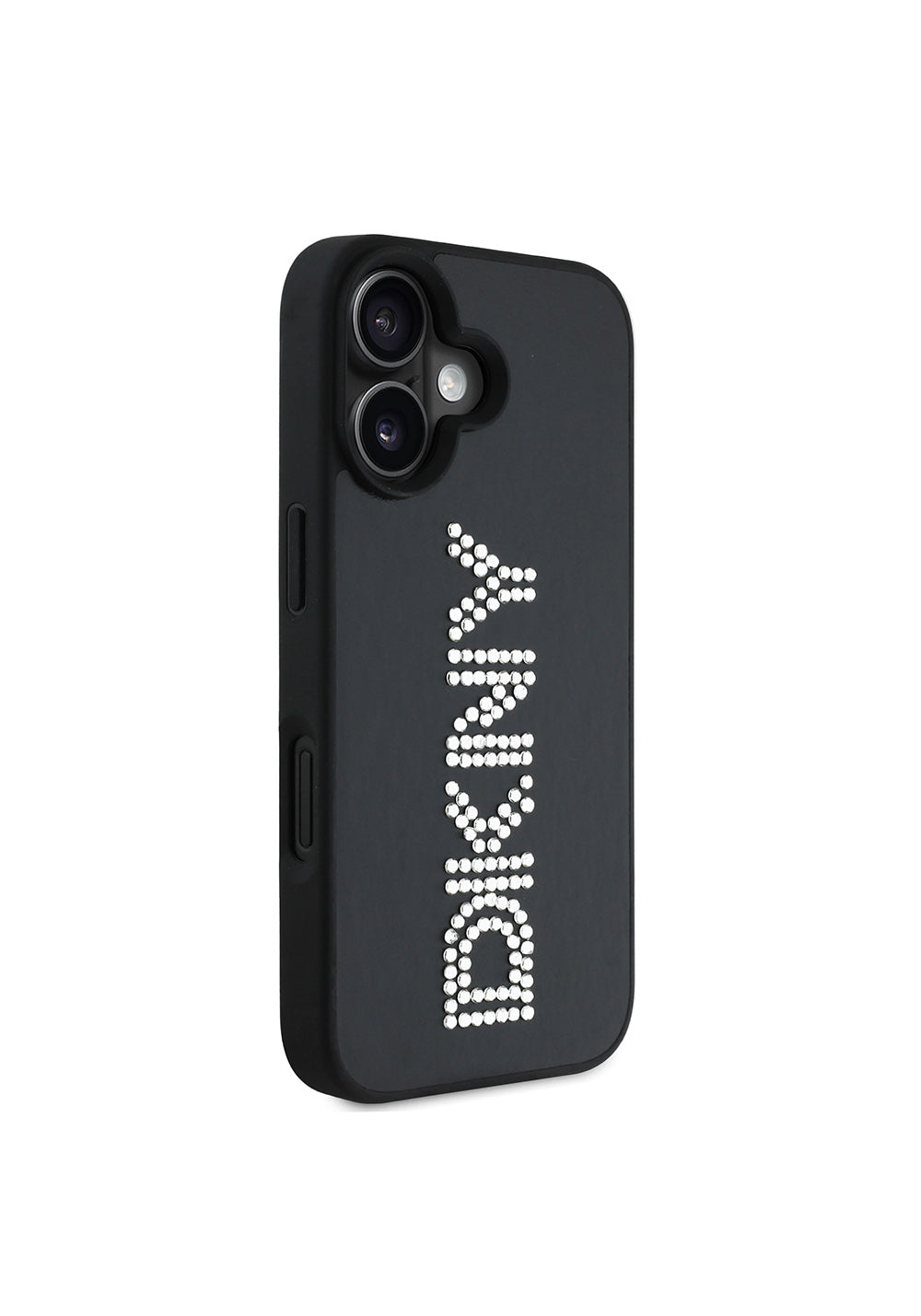 Apple iPhone 16 Kılıf DKNY Orijinal Lisanslı Taşlı DKNY Yazılı Metalik Rhinestones PU Deri Kapak