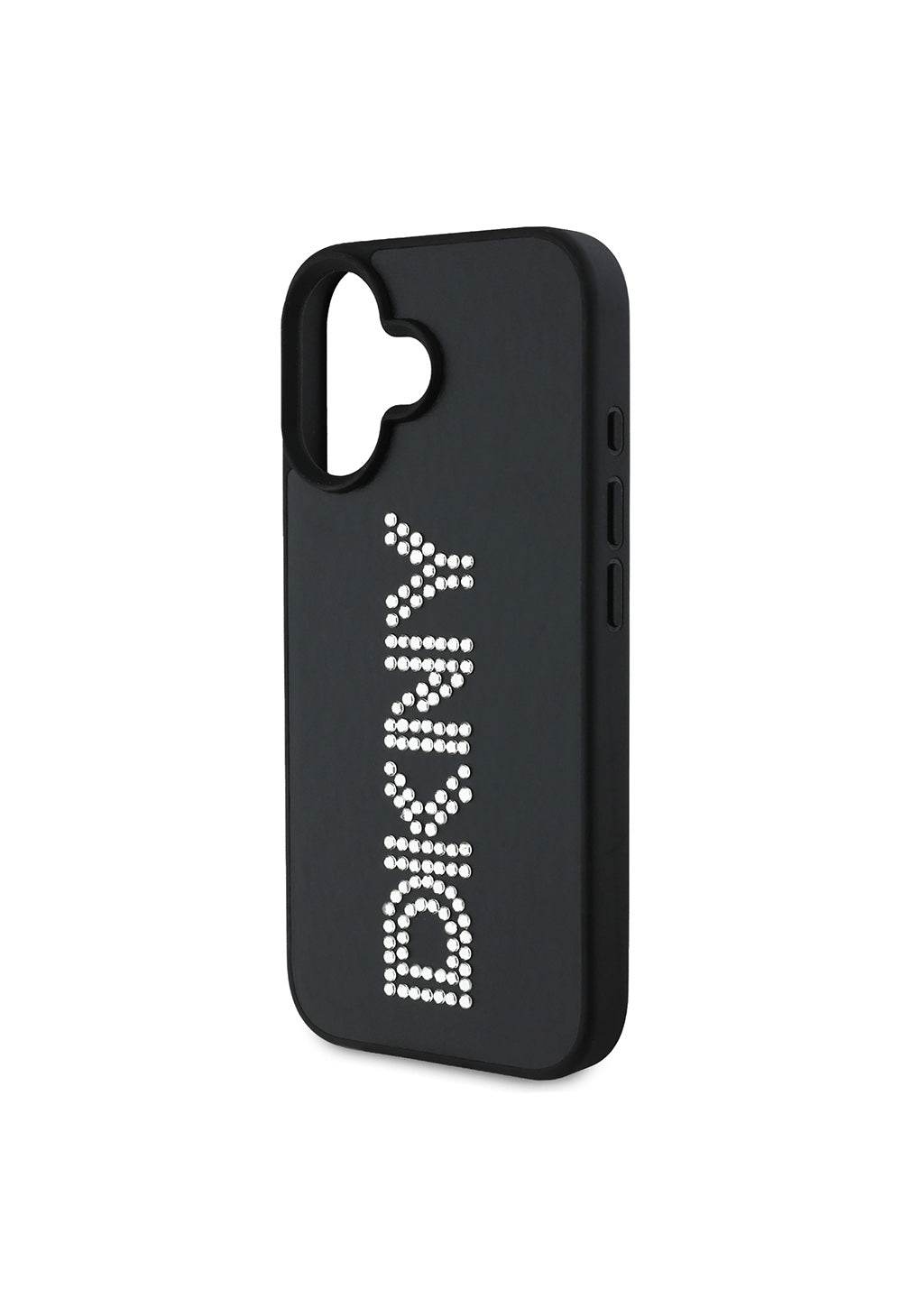 Apple iPhone 16 Kılıf DKNY Orijinal Lisanslı Taşlı DKNY Yazılı Metalik Rhinestones PU Deri Kapak
