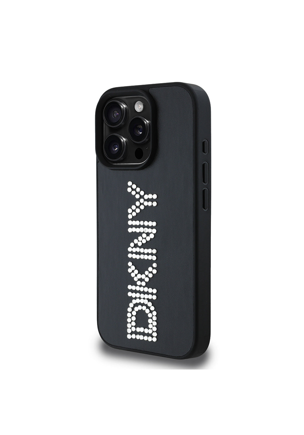 Apple iPhone 16 Pro Kılıf DKNY Orijinal Lisanslı Taşlı DKNY Yazılı Metalik Rhinestones PU Deri Kapak