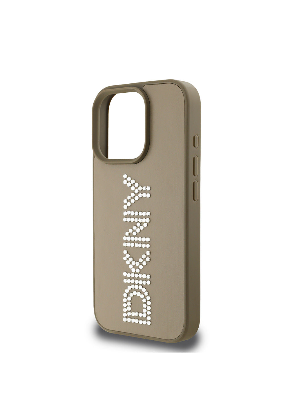 Apple iPhone 16 Pro Kılıf DKNY Orijinal Lisanslı Taşlı DKNY Yazılı Metalik Rhinestones PU Deri Kapak
