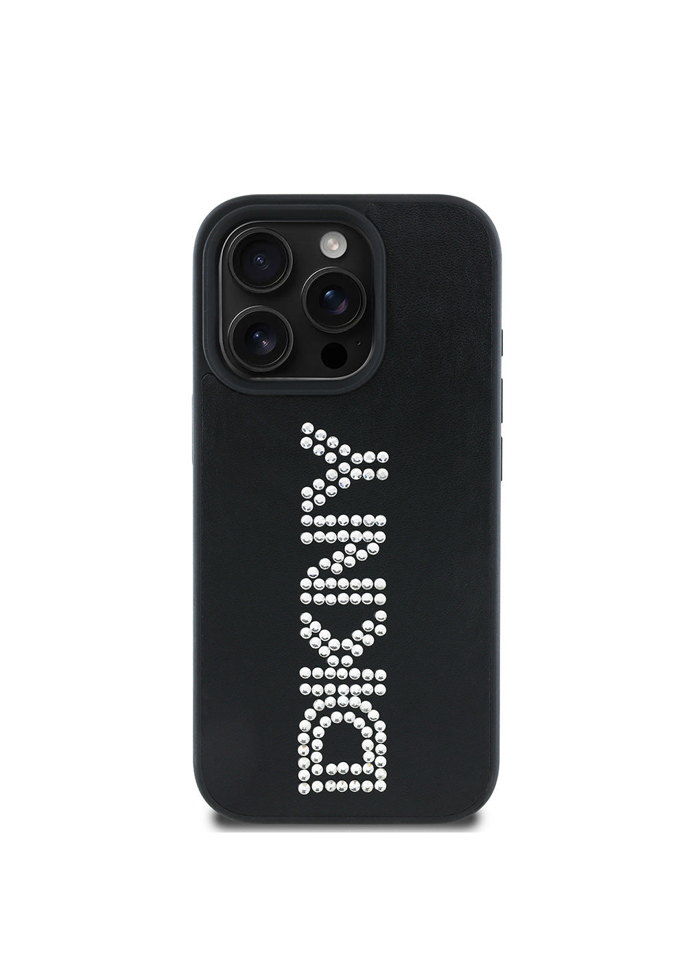 Apple iPhone 16 Pro Max Kılıf DKNY Orijinal Lisanslı Taşlı DKNY Yazılı Metalik Rhinestones PU Deri Kapak