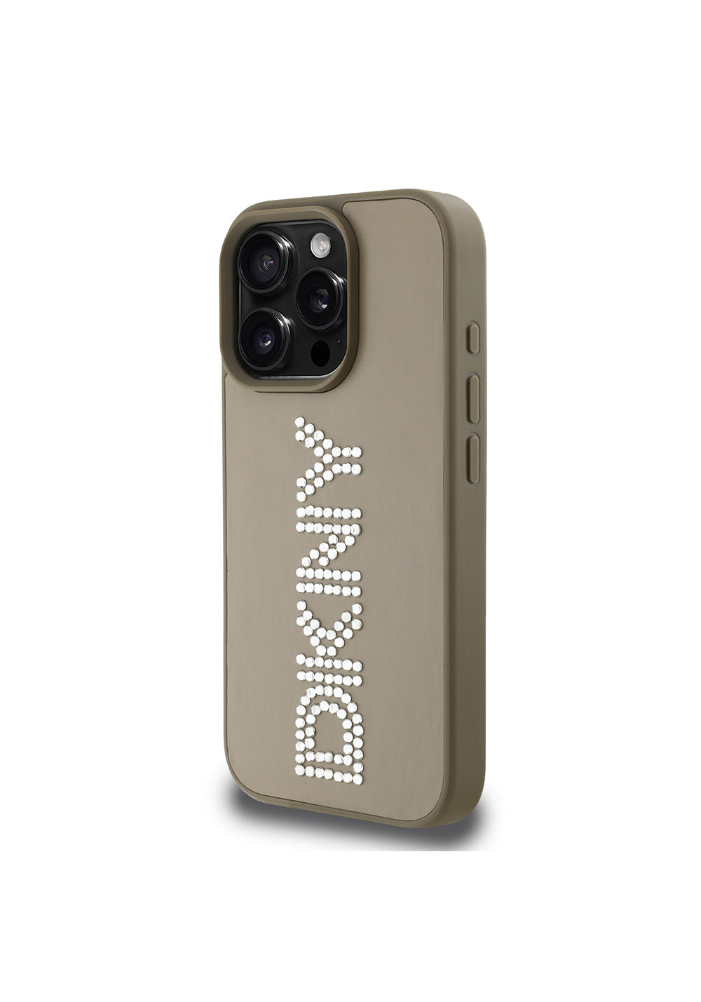 Apple iPhone 16 Pro Max Kılıf DKNY Orijinal Lisanslı Taşlı DKNY Yazılı Metalik Rhinestones PU Deri Kapak