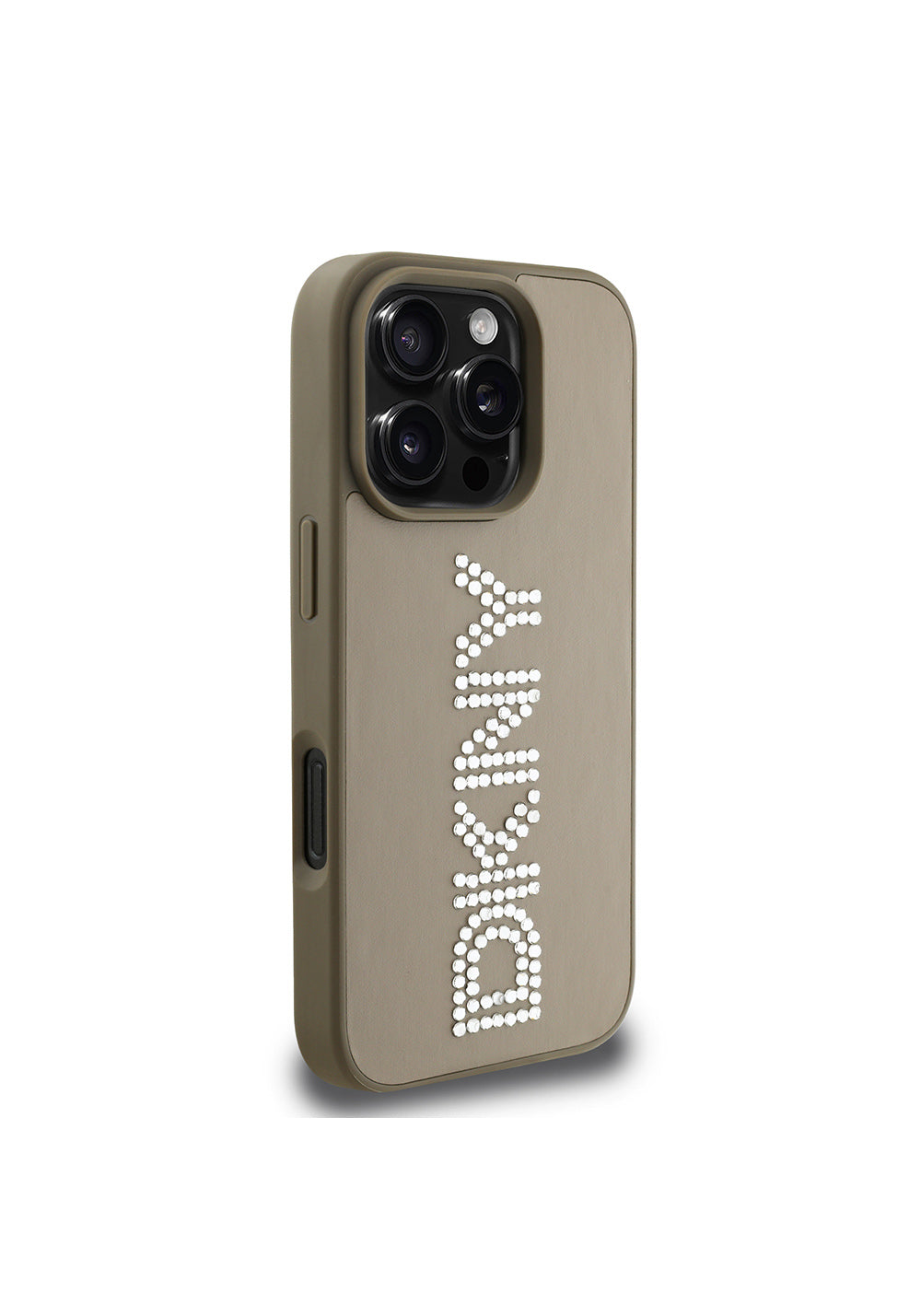 Apple iPhone 16 Pro Max Kılıf DKNY Orijinal Lisanslı Taşlı DKNY Yazılı Metalik Rhinestones PU Deri Kapak