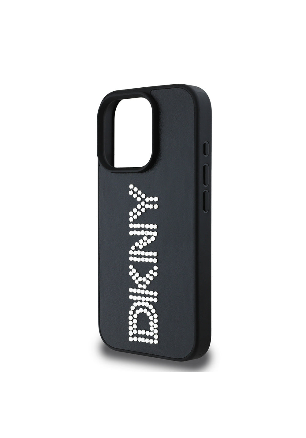Apple iPhone 16 Pro Max Kılıf DKNY Orijinal Lisanslı Taşlı DKNY Yazılı Metalik Rhinestones PU Deri Kapak