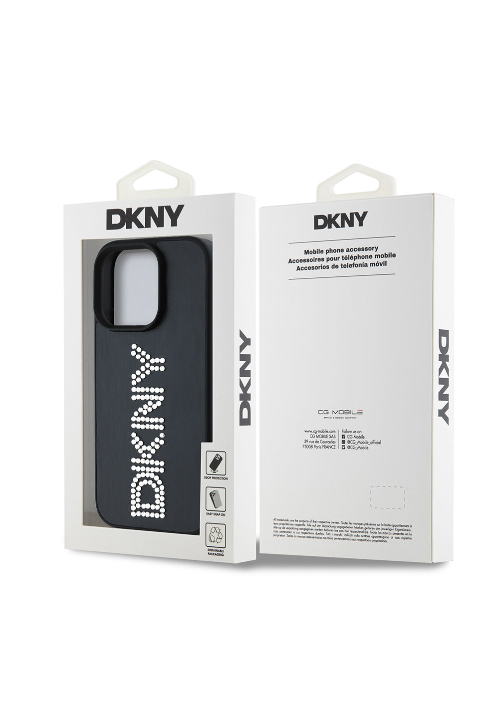 Apple iPhone 16 Pro Max Kılıf DKNY Orijinal Lisanslı Taşlı DKNY Yazılı Metalik Rhinestones PU Deri Kapak