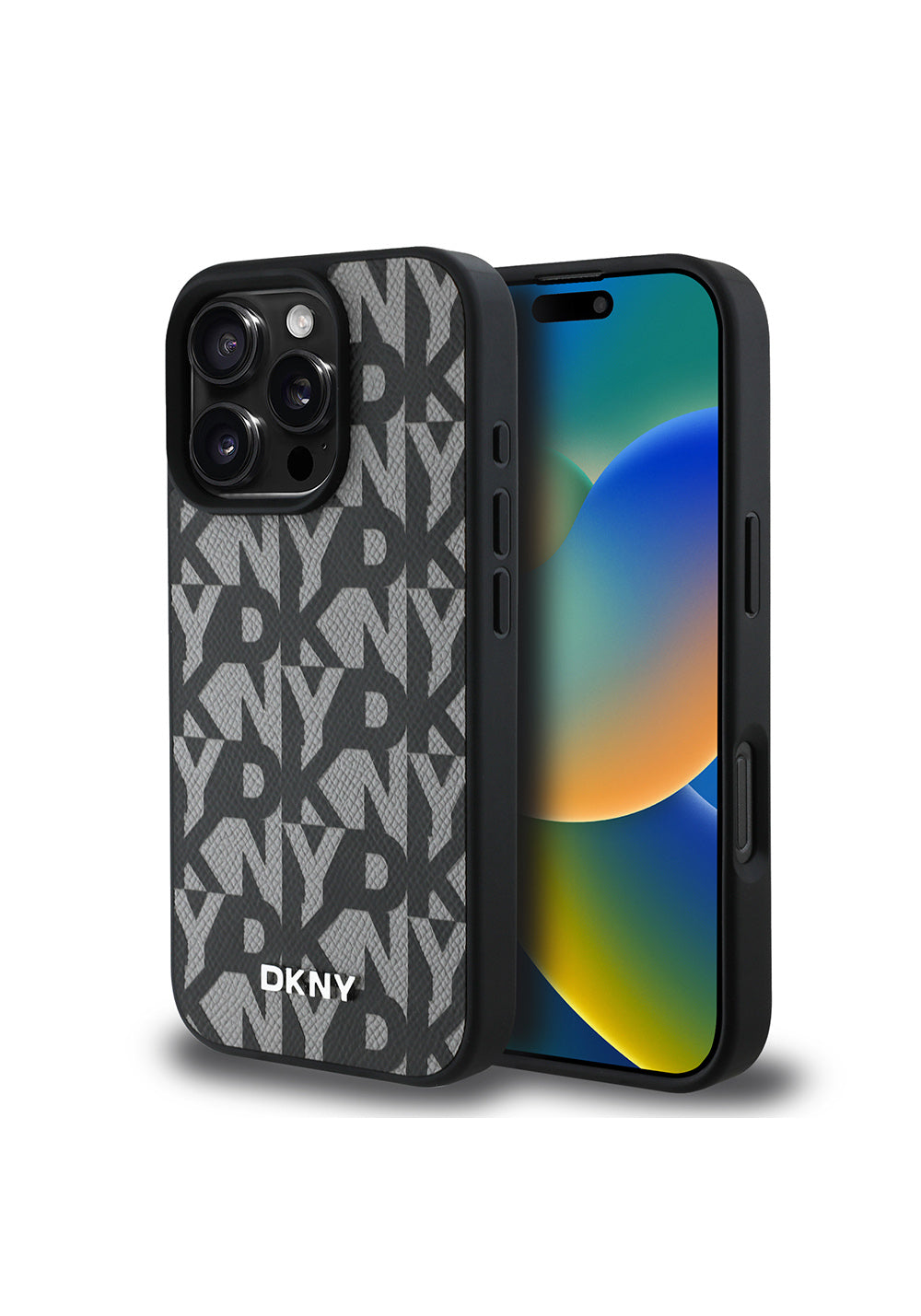 Apple iPhone 16 Pro Kılıf DKNY Orijinal Lisanslı Manyetik Şarj Uyumlu 3D Yazılı Grid Pattern Kapak