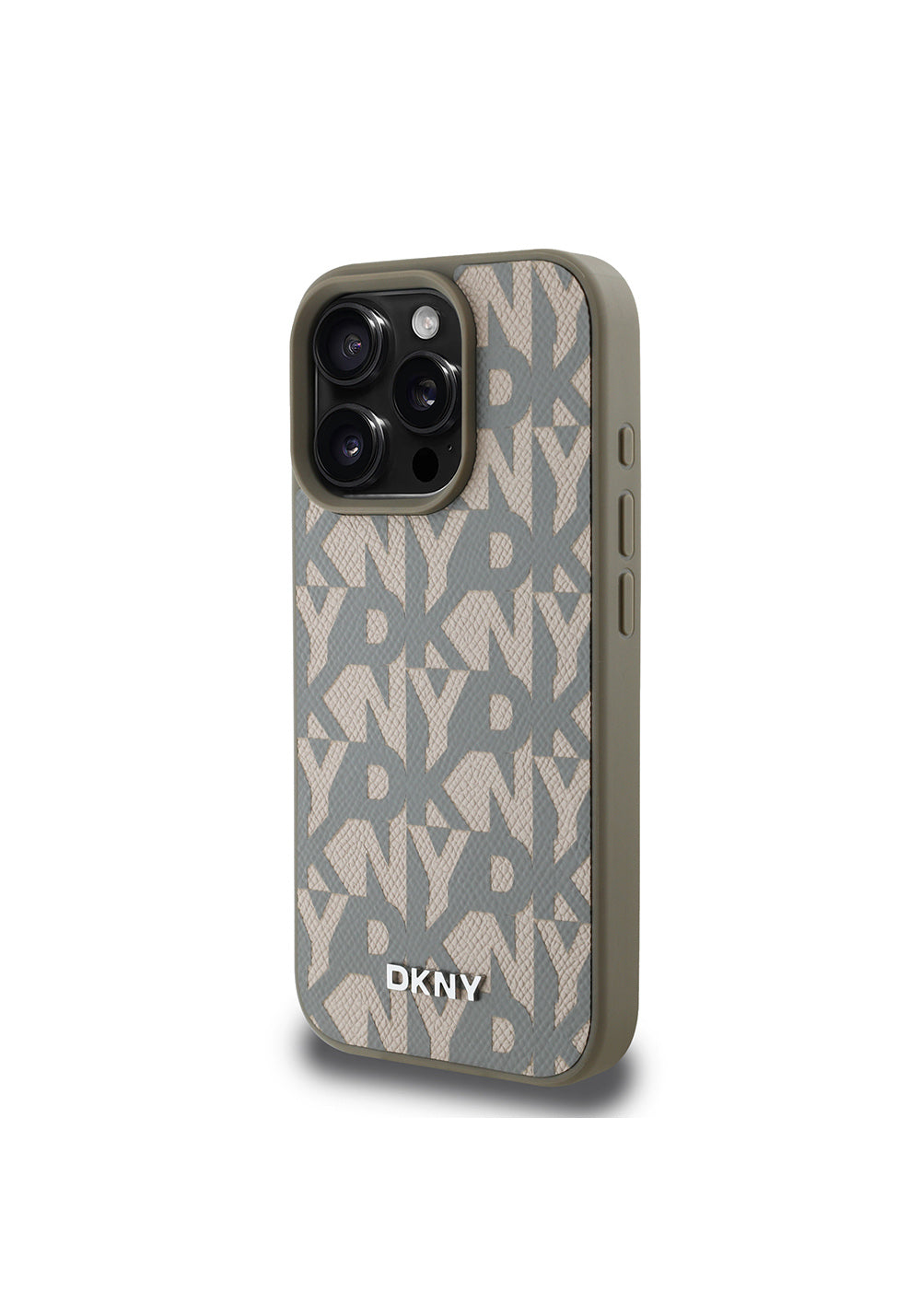 Apple iPhone 16 Pro Kılıf DKNY Orijinal Lisanslı Manyetik Şarj Uyumlu 3D Yazılı Grid Pattern Kapak