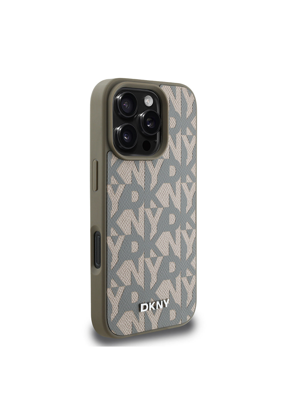 Apple iPhone 16 Pro Kılıf DKNY Orijinal Lisanslı Manyetik Şarj Uyumlu 3D Yazılı Grid Pattern Kapak