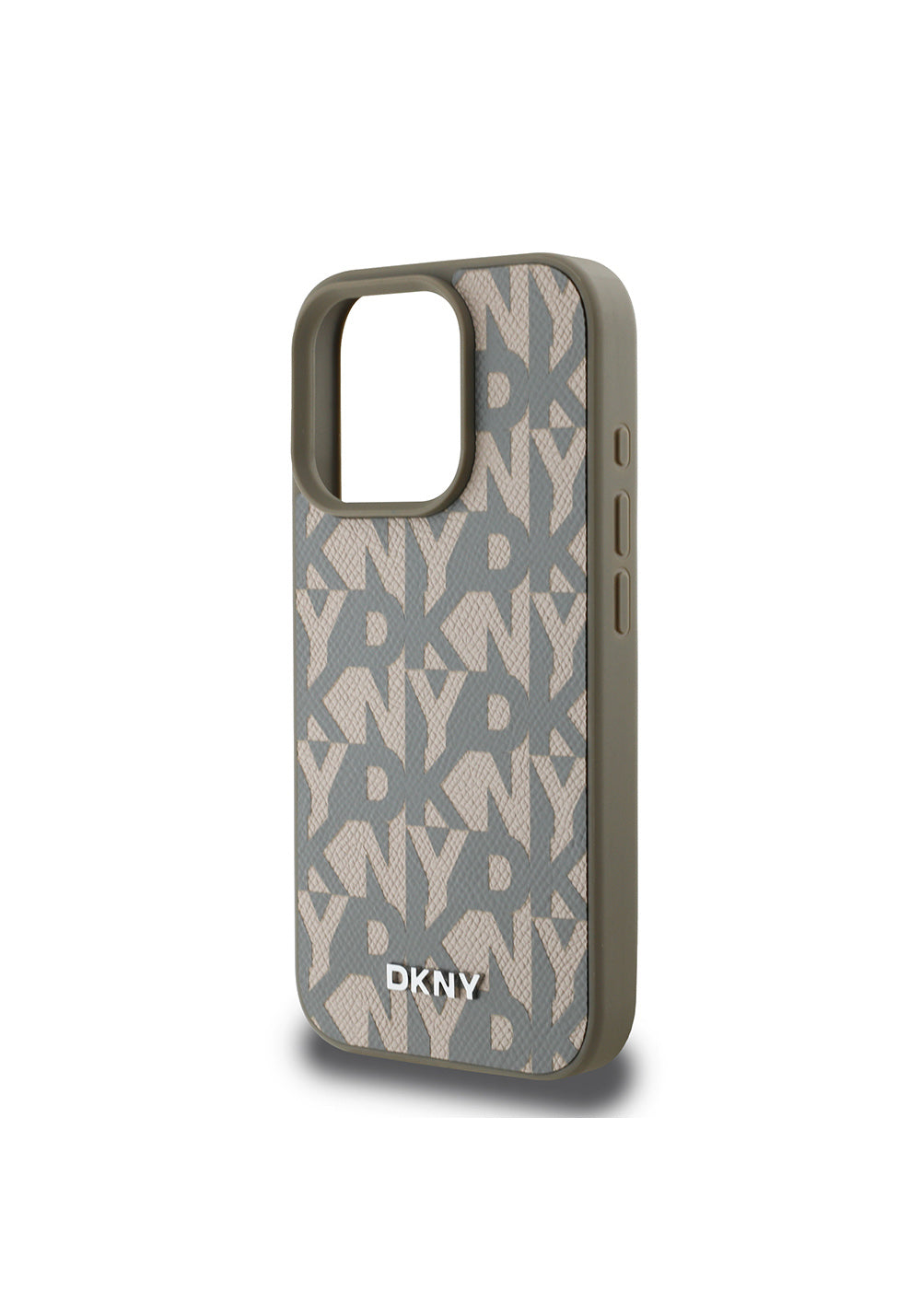 Apple iPhone 16 Pro Kılıf DKNY Orijinal Lisanslı Manyetik Şarj Uyumlu 3D Yazılı Grid Pattern Kapak