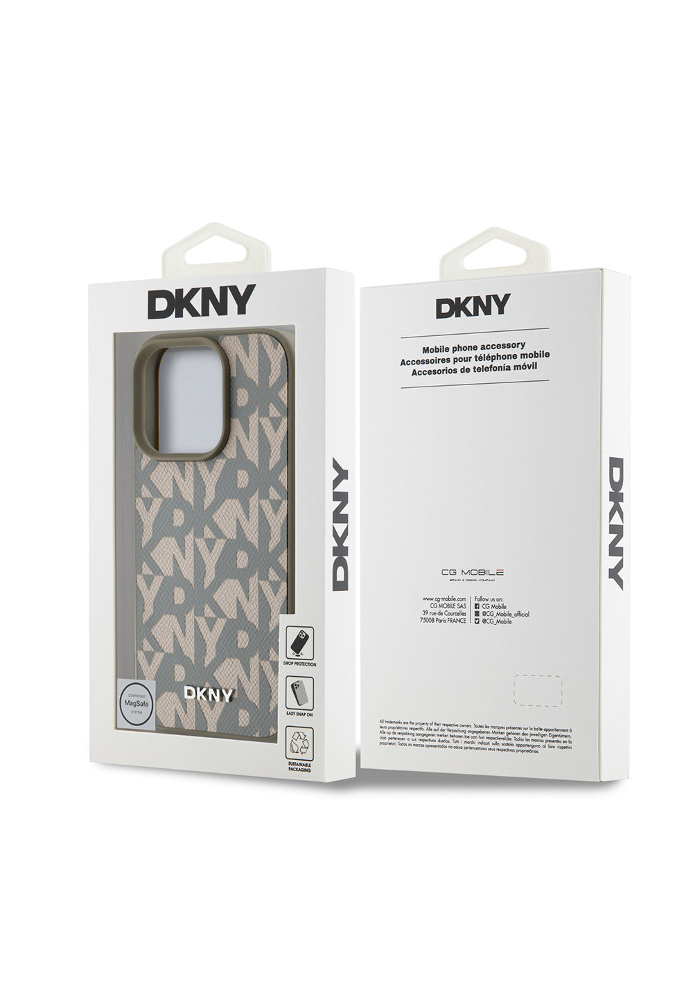 Apple iPhone 16 Pro Kılıf DKNY Orijinal Lisanslı Manyetik Şarj Uyumlu 3D Yazılı Grid Pattern Kapak