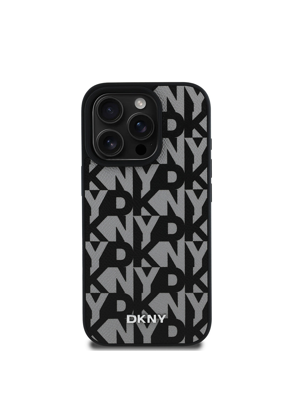 Apple iPhone 16 Pro Kılıf DKNY Orijinal Lisanslı Manyetik Şarj Uyumlu 3D Yazılı Grid Pattern Kapak