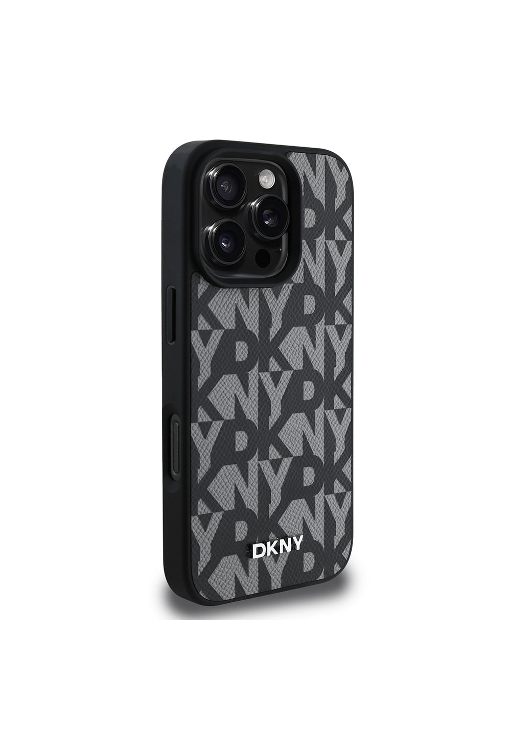 Apple iPhone 16 Pro Kılıf DKNY Orijinal Lisanslı Manyetik Şarj Uyumlu 3D Yazılı Grid Pattern Kapak