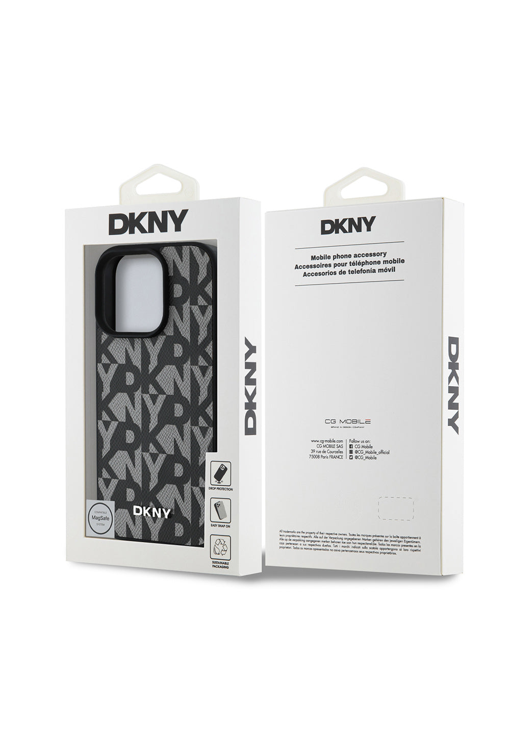 Apple iPhone 16 Pro Kılıf DKNY Orijinal Lisanslı Manyetik Şarj Uyumlu 3D Yazılı Grid Pattern Kapak