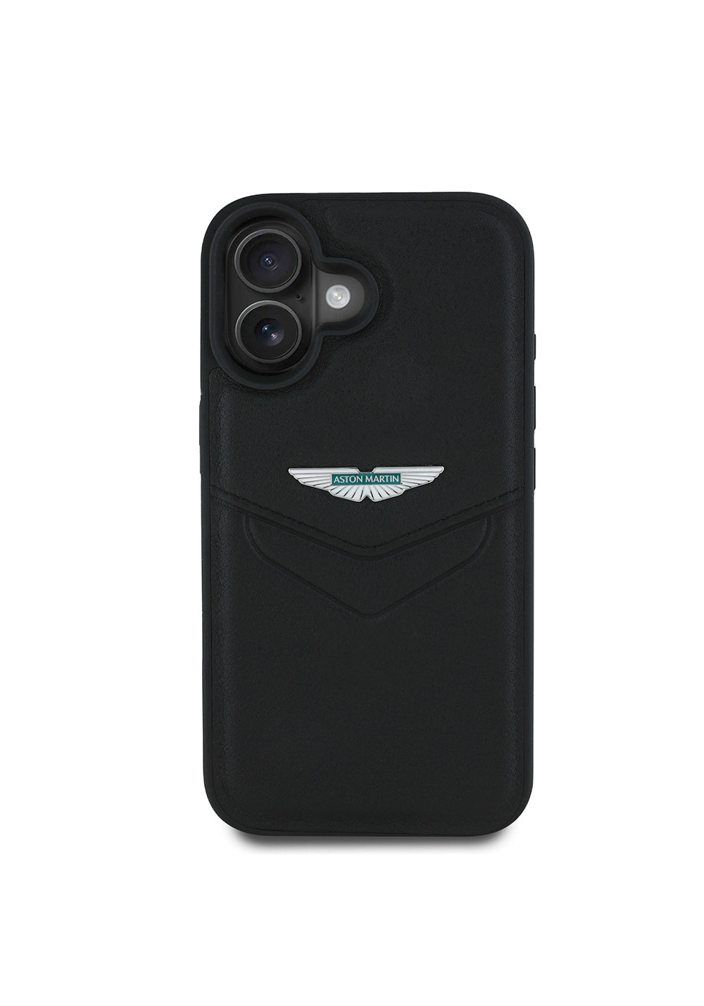 Apple iPhone 16 Kılıf Aston Martin Orijinal Lisanslı Victory Dizayn PU Deri Metal Logolu Kapak