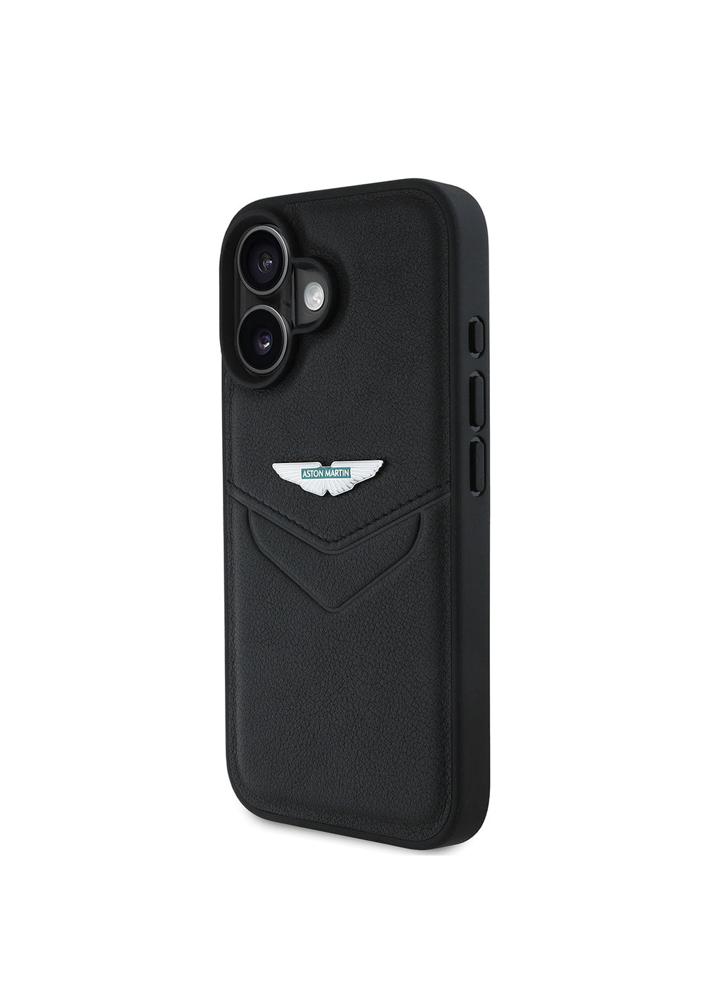Apple iPhone 16 Kılıf Aston Martin Orijinal Lisanslı Victory Dizayn PU Deri Metal Logolu Kapak