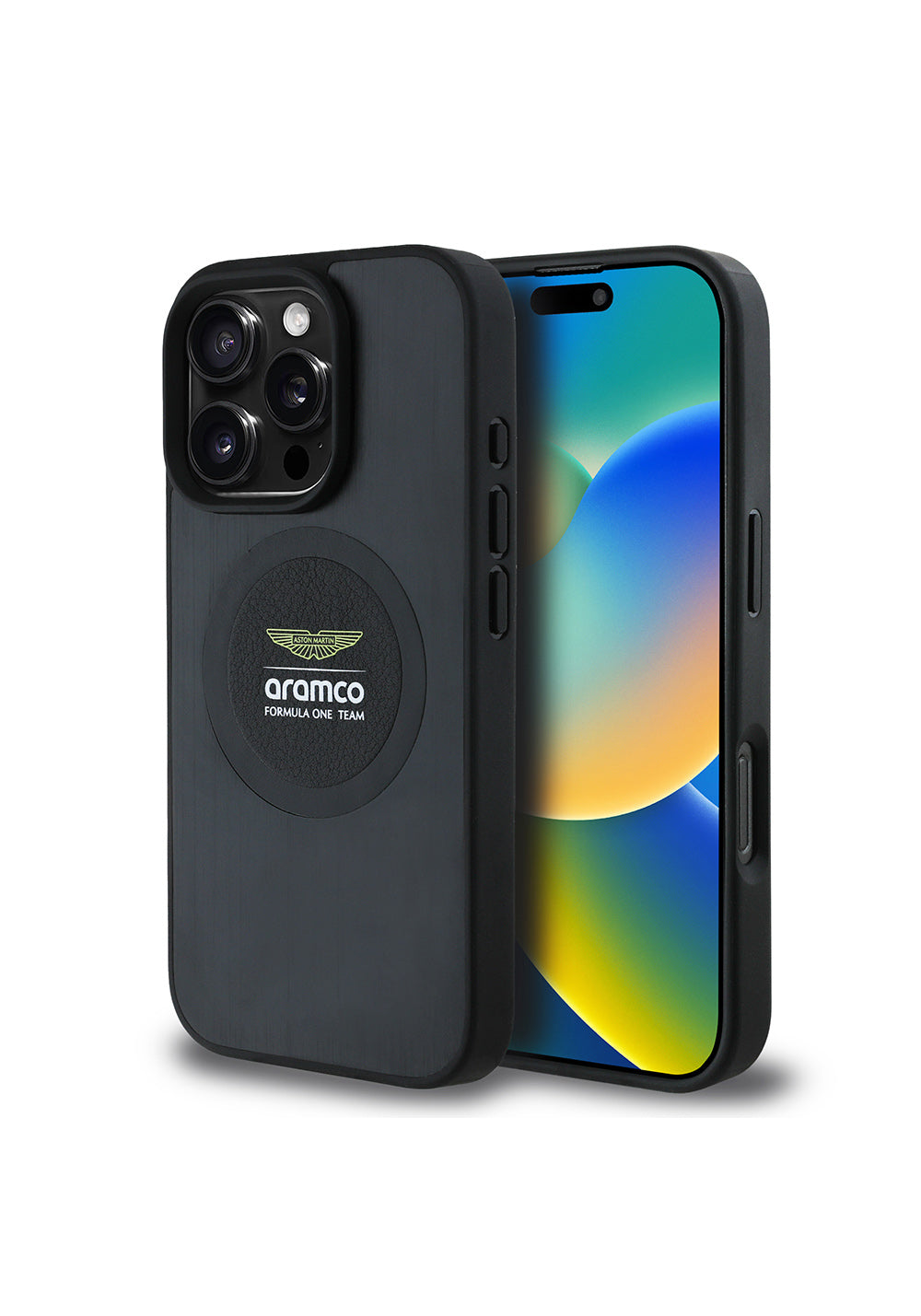 Apple iPhone 16 Pro Max Kılıf Aston Martin Orijinal Lisanslı Manyetik Şarj Uyumlu Aluminyum Arka Yüzeyli Formula One Team Baskılı Kapak