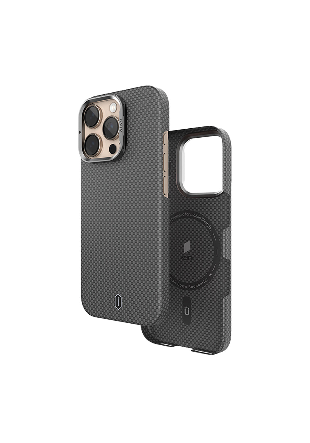 Apple iPhone 16 Pro Max Kılıf Wiwu DCC-208 Manyetik Şarj Uyumlu Kamera Standlı Aramid Fiber Tasarım Kapak