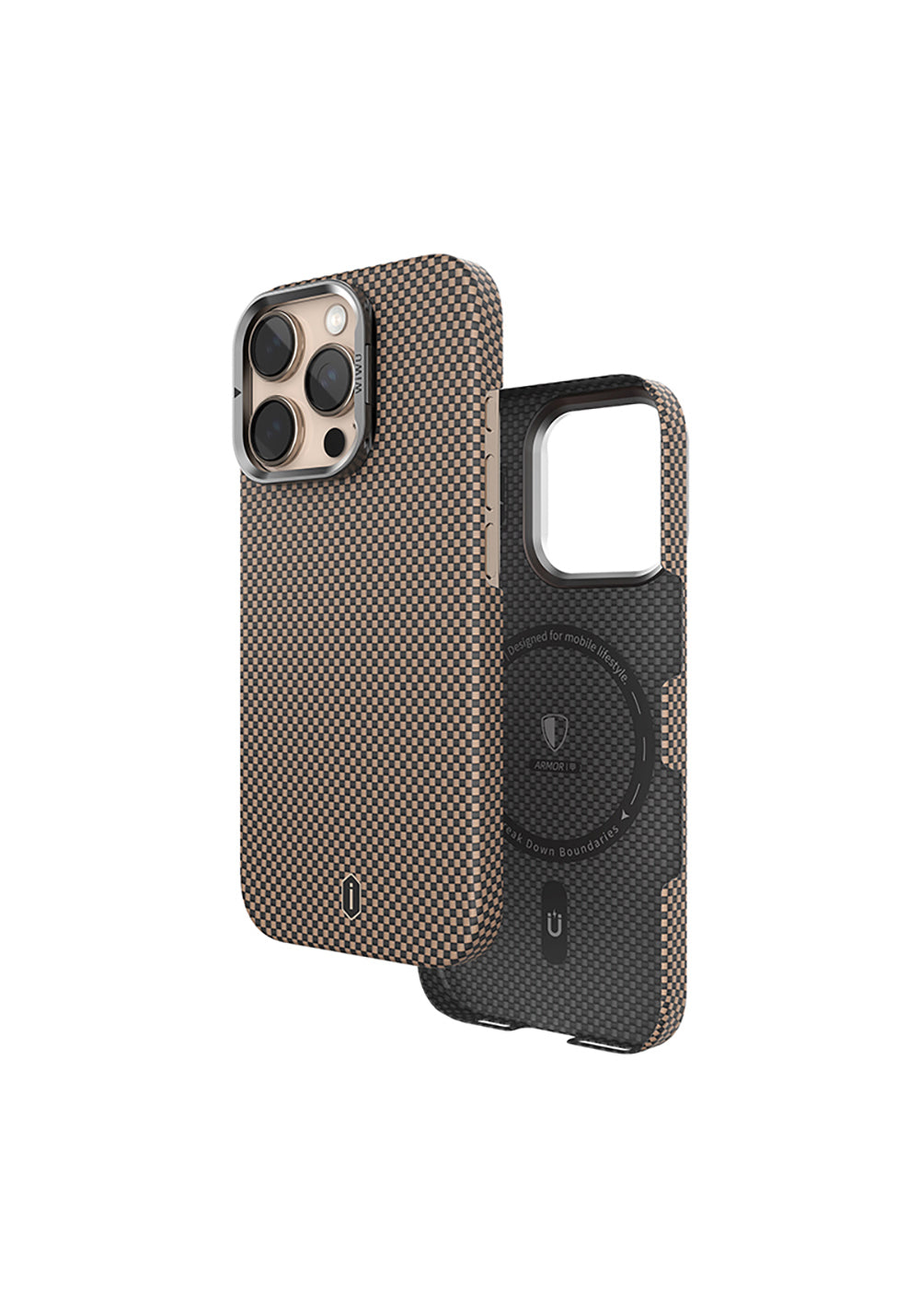 Apple iPhone 16 Pro Max Kılıf Wiwu DCC-208 Manyetik Şarj Uyumlu Kamera Standlı Aramid Fiber Tasarım Kapak