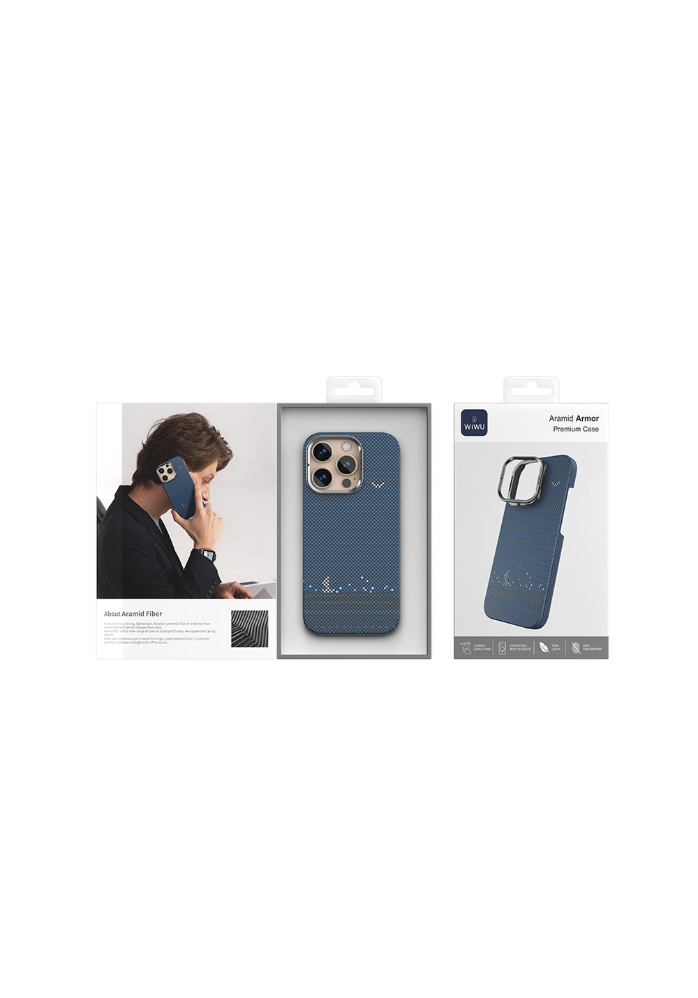 Apple iPhone 16 Pro Max Kılıf Wiwu DCC-209 Manyetik Şarj Uyumlu Kamera Standlı Aramid Fiber Tasarım Kapak