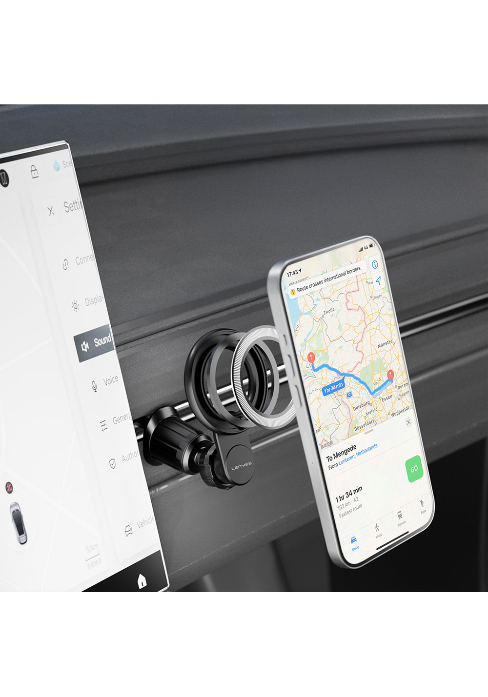 Lenyes CR183 M-safe Magnetik Özellikli 360 Derece Dönebilen Havalandırma Tasarım Araç Telefon Tutucu