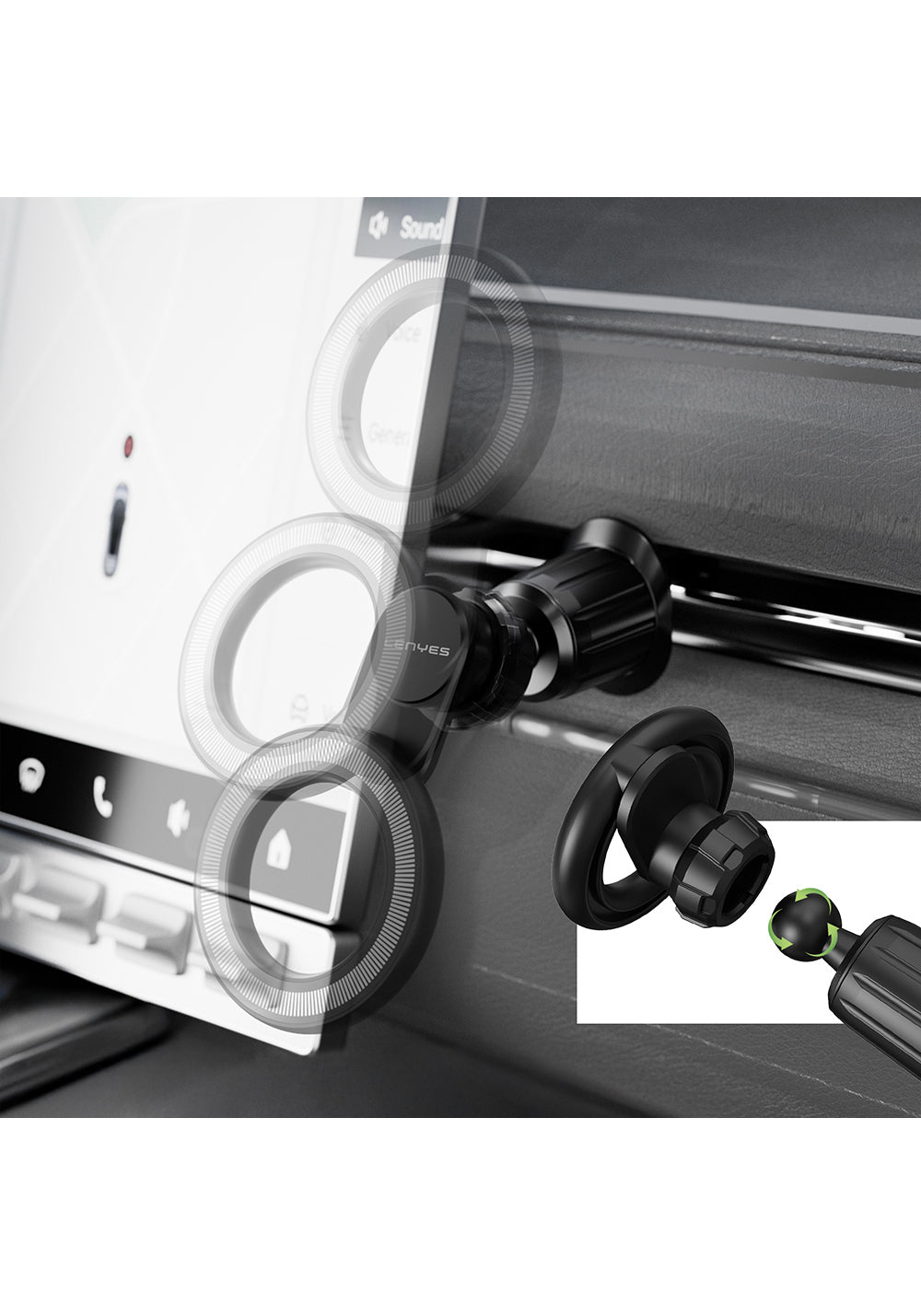 Lenyes CR183 M-safe Magnetik Özellikli 360 Derece Dönebilen Havalandırma Tasarım Araç Telefon Tutucu