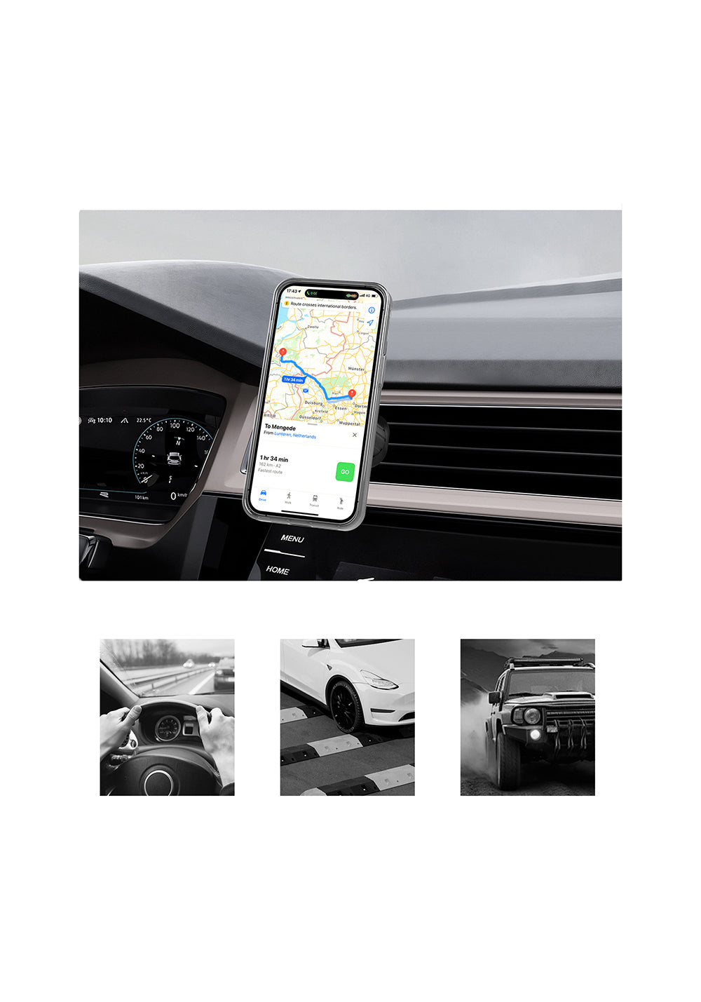 Lenyes CR183 M-safe Magnetik Özellikli 360 Derece Dönebilen Havalandırma Tasarım Araç Telefon Tutucu