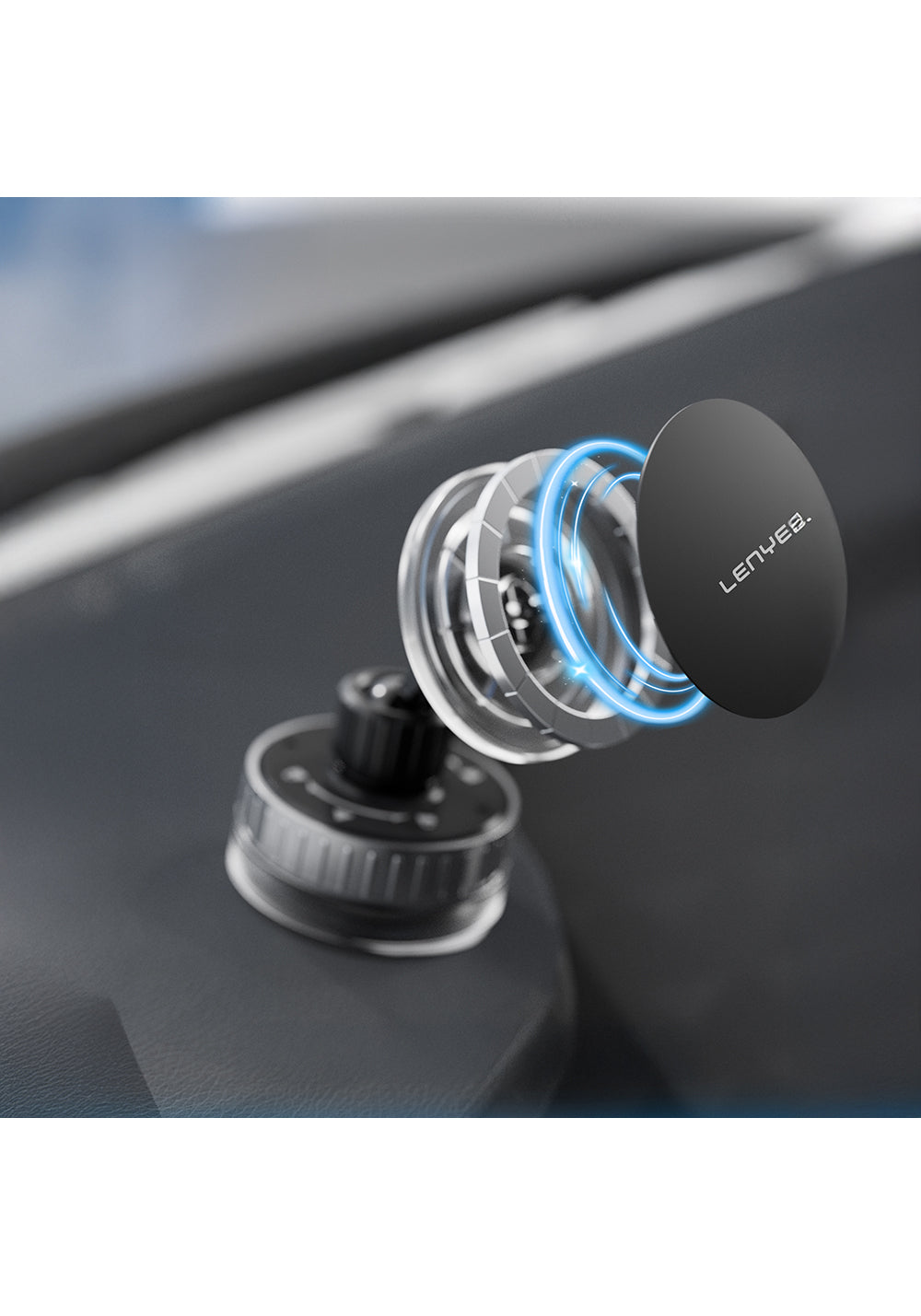 Lenyes CR192 Vakum Özellikli 360 Derece Dönebilen Magnetik Telefon Tutucu