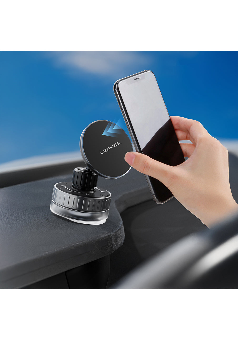 Lenyes CR192 Vakum Özellikli 360 Derece Dönebilen Magnetik Telefon Tutucu