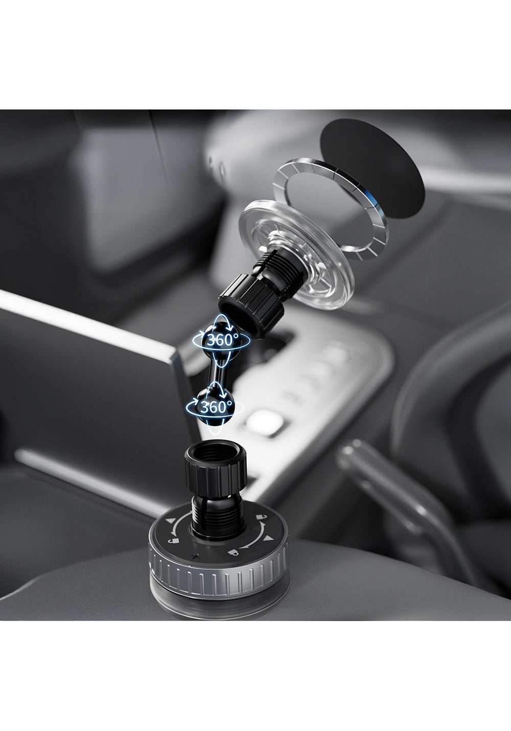 Lenyes CR192 Vakum Özellikli 360 Derece Dönebilen Magnetik Telefon Tutucu