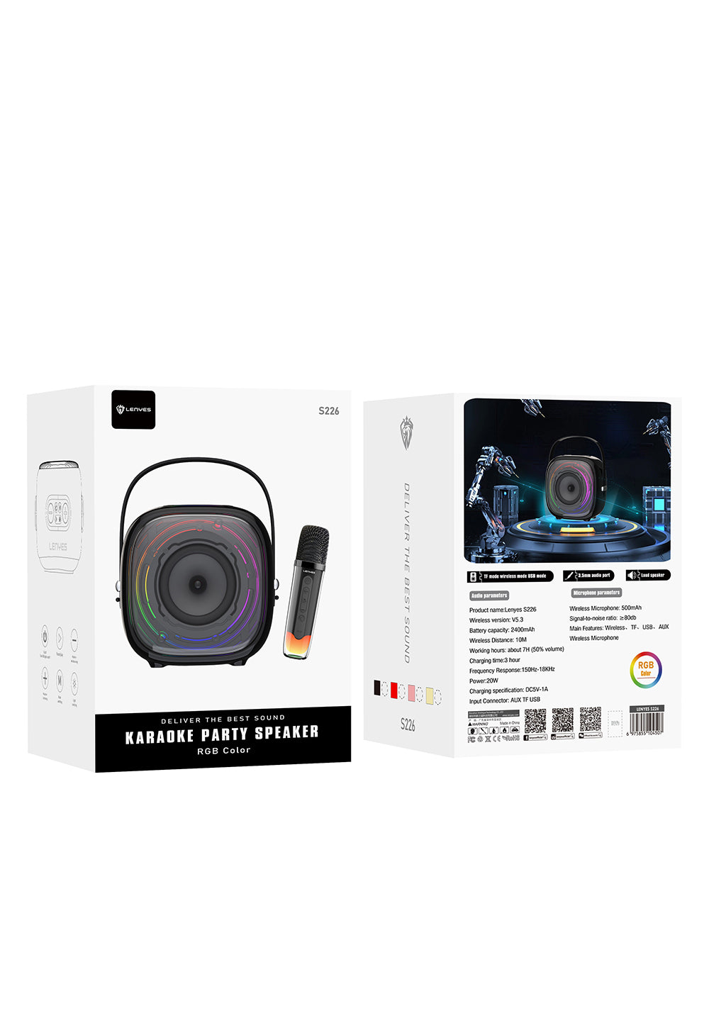 Lenyes S226 RGB Işıklı Askılı Mikrofonlu Bluetooth Speaker Hoparlör v5.3