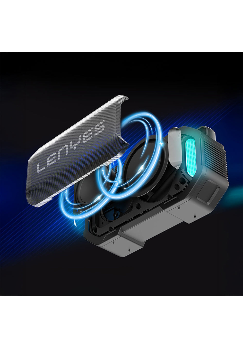Lenyes S233 Ritme Duyarlı RGB Işıklı Taşınabilir Su Geçirmez TWS Bluetooth Hoparlör