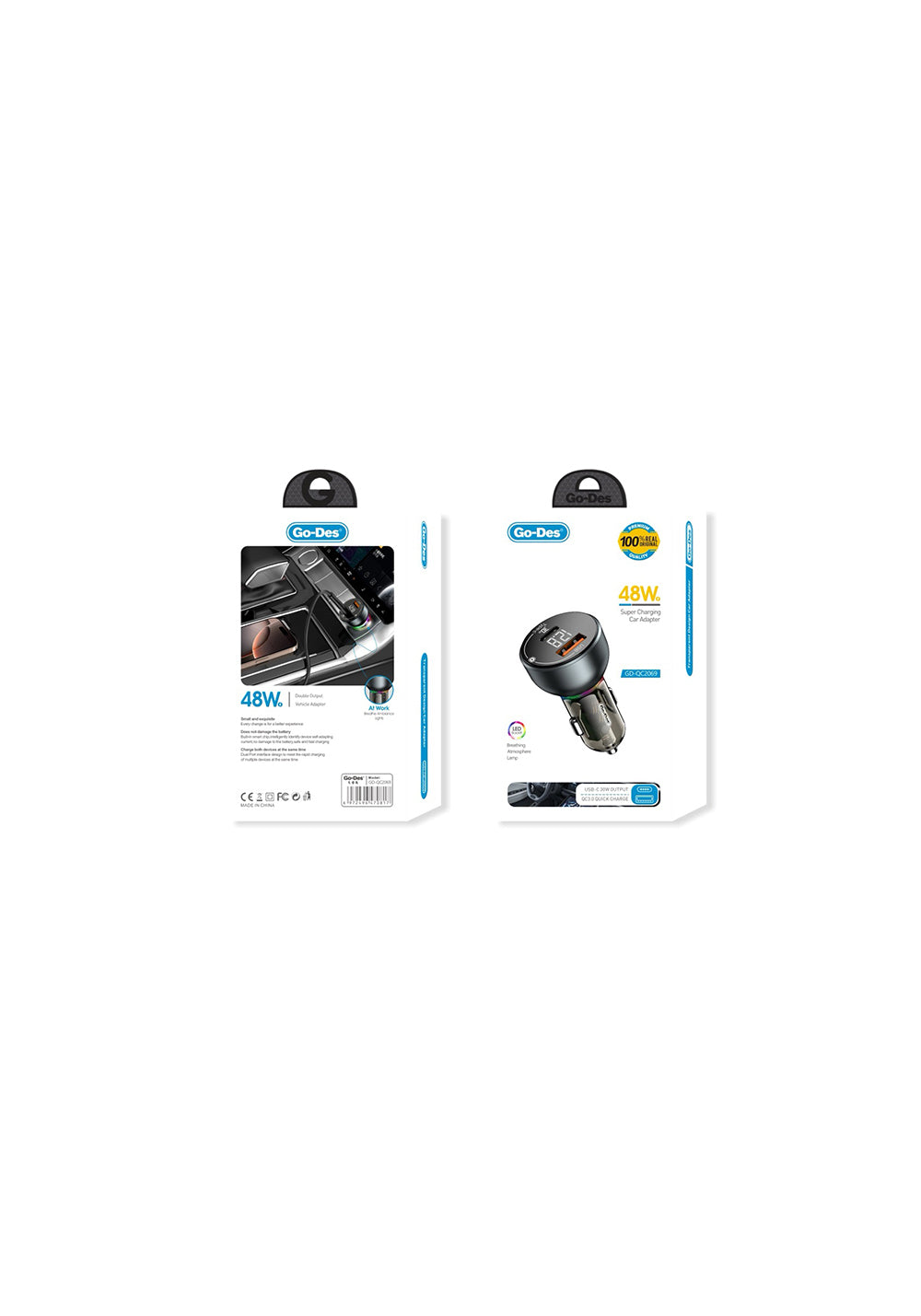 Go Des GD-QC2069 48W Hızlı Şarj Özellikli Dijital Göstergeli Araç Şarj Başlığı
