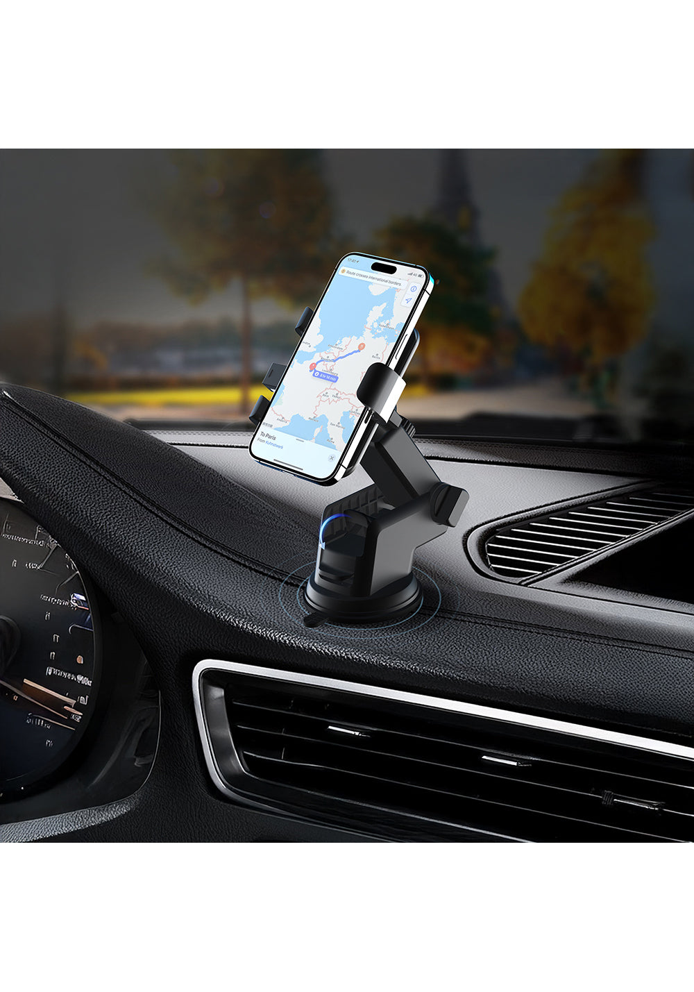 Lenyes CR195 Sarsıntı Önleyici 360° Derece Dönebilen Teleskopik Vantuzlu Tasarım Araç Telefon Tutucu